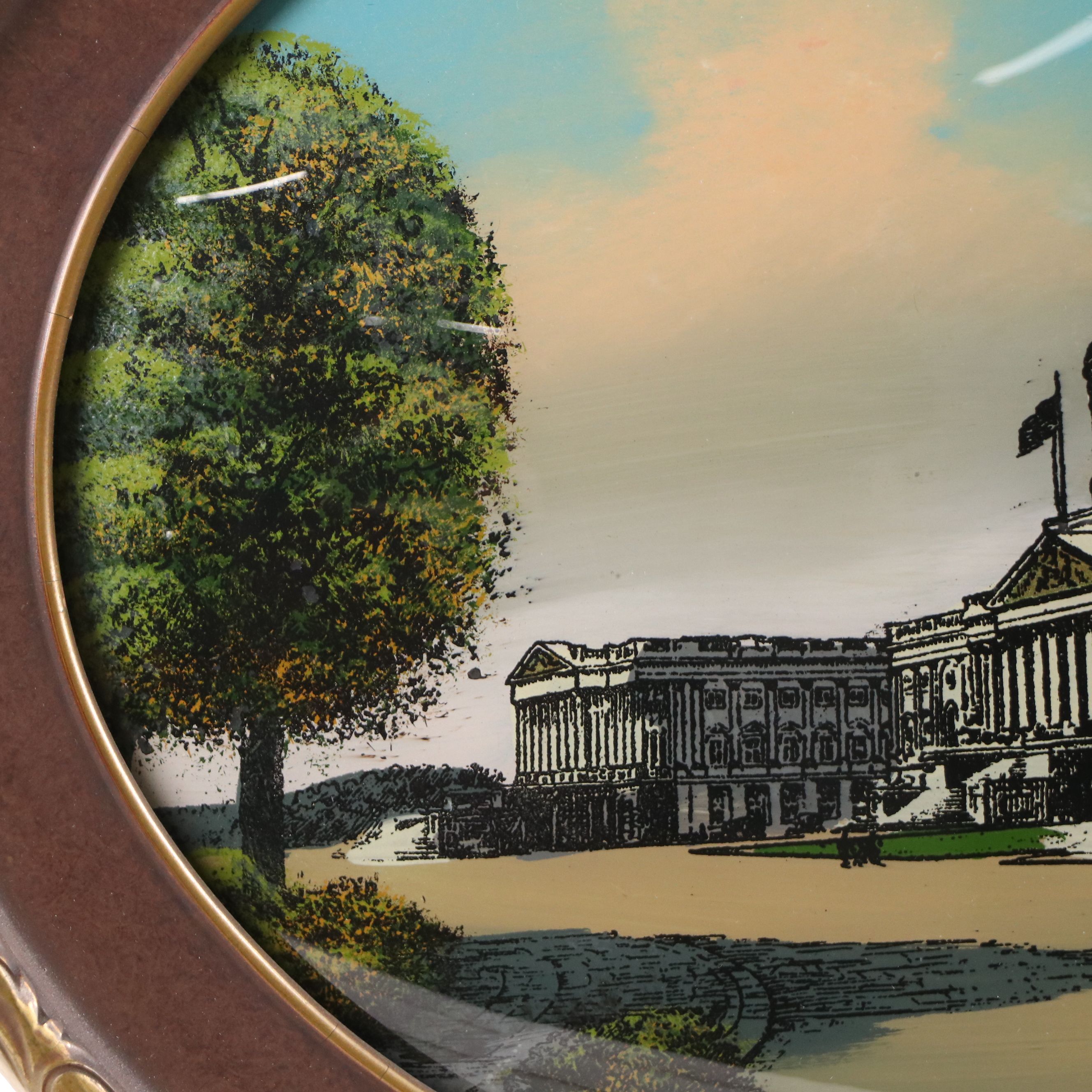 Hand-Painted Reverse Glass Lithograph "U.S. Capitol Bldg.," 1916