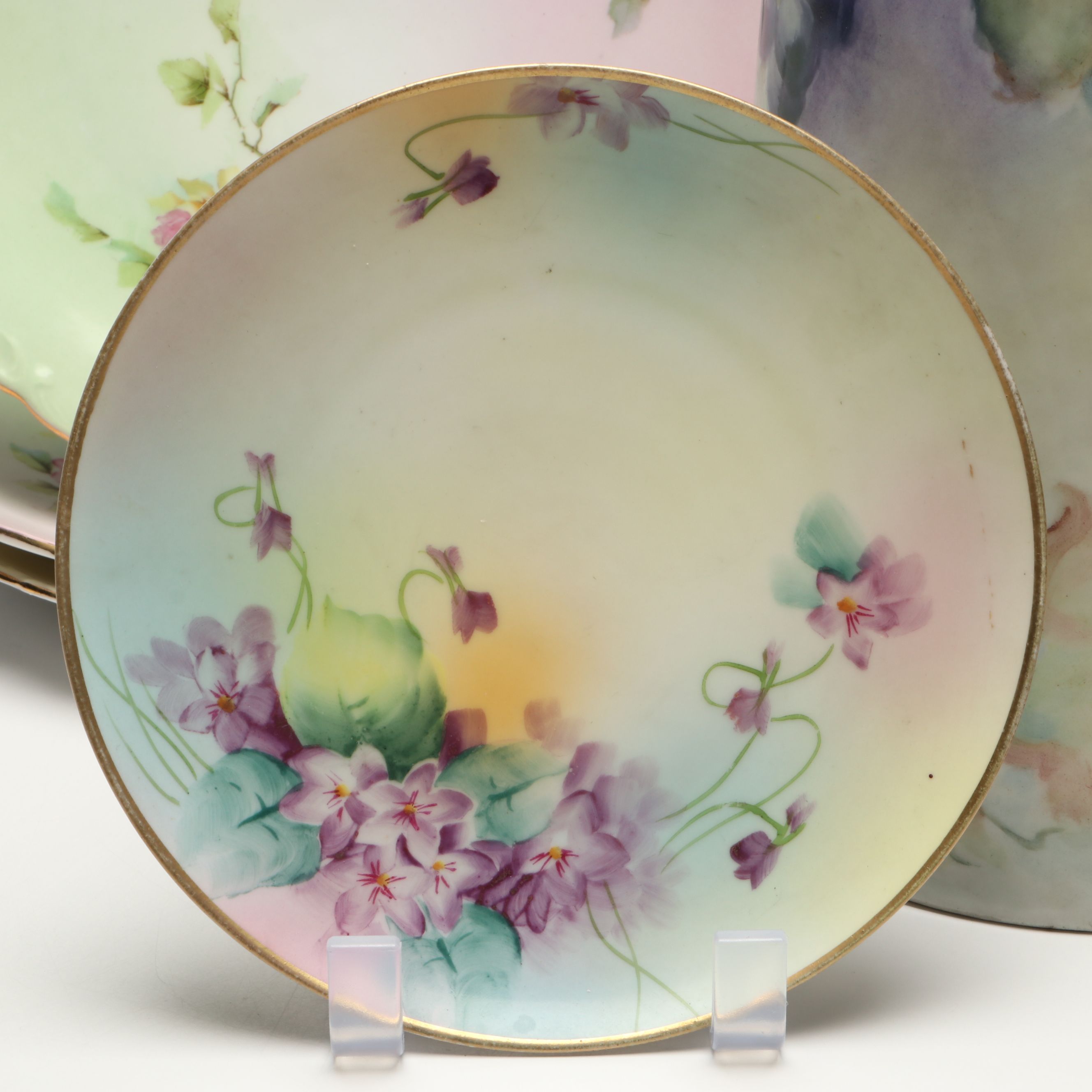 Hand-Painted Austrian Pitcher with Other Plates and Porcelain Table Accessories