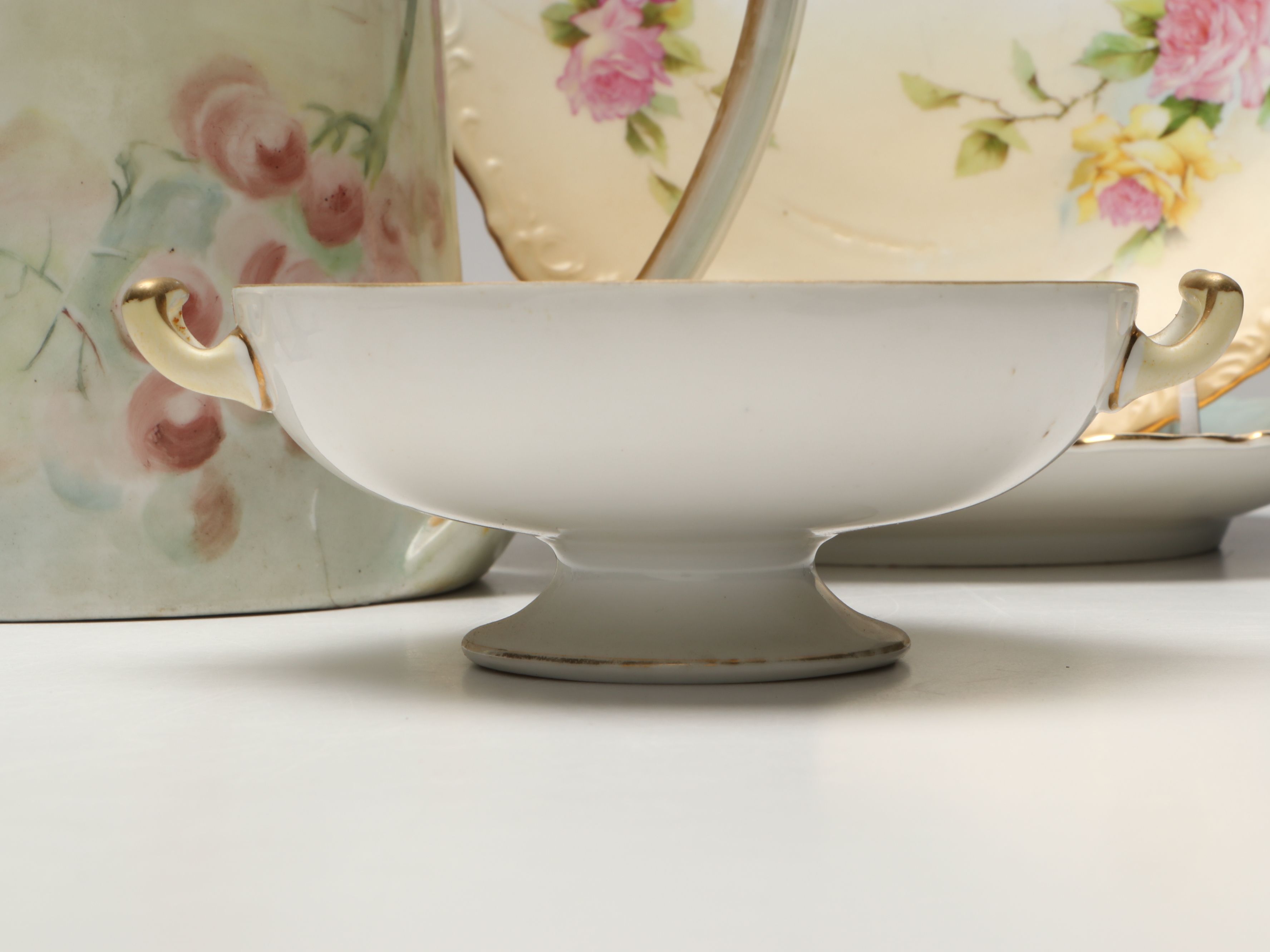 Hand-Painted Austrian Pitcher with Other Plates and Porcelain Table Accessories