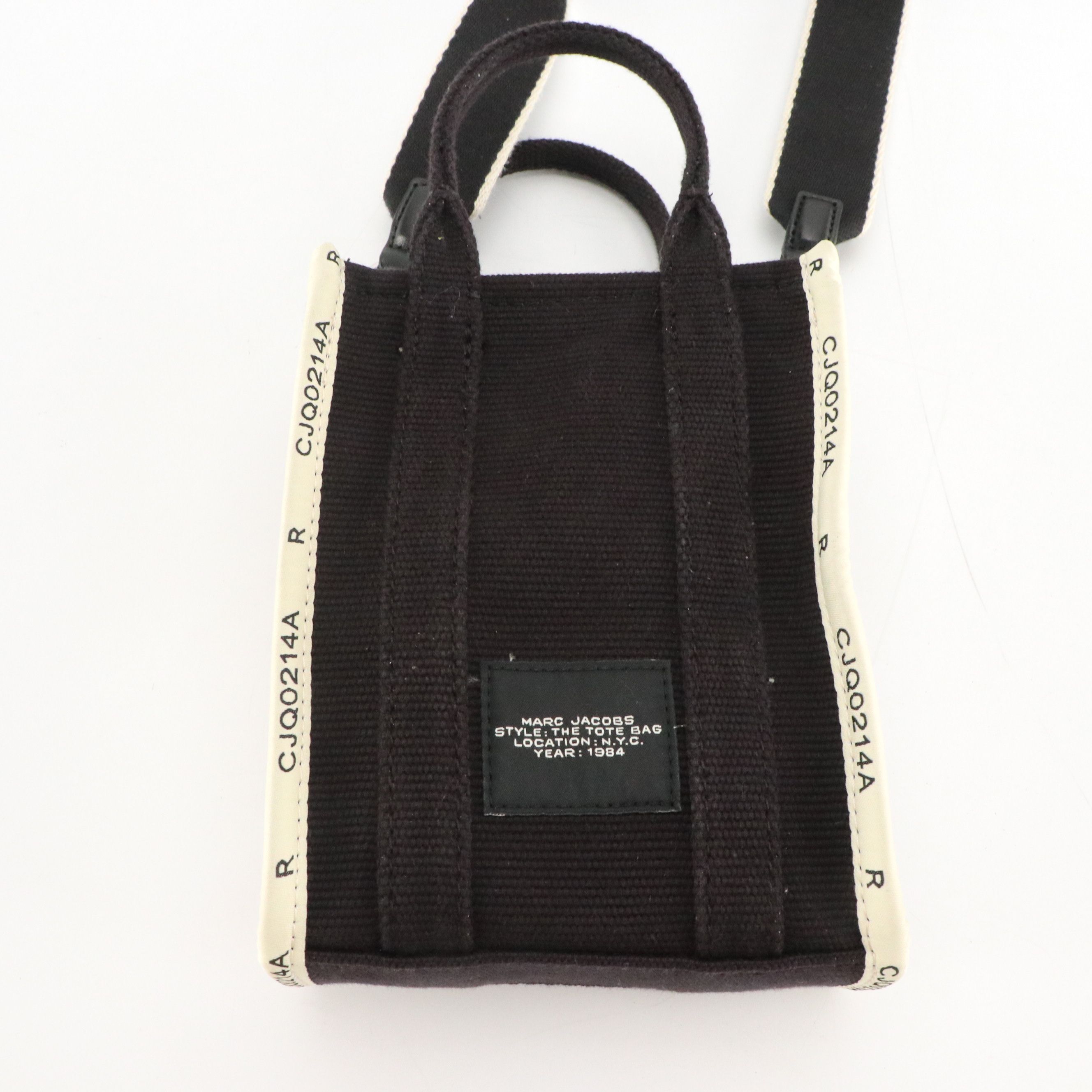 Marc Jacobs Mini Two-Way Tote Bag in Black Canvas with Box