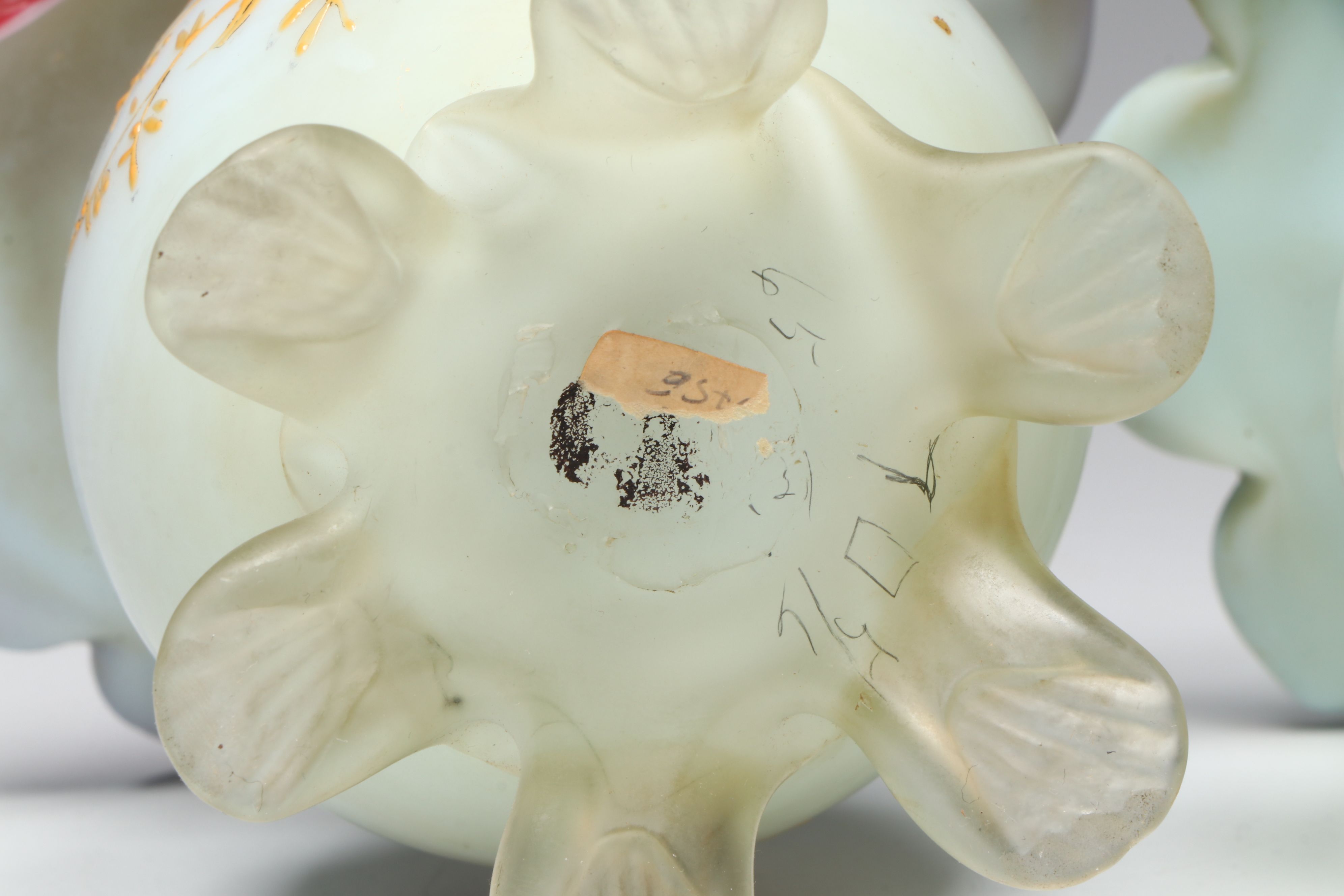 Victorian Style Jack-in-the-Pulpit Ruby and Blue Cased Glass Vases