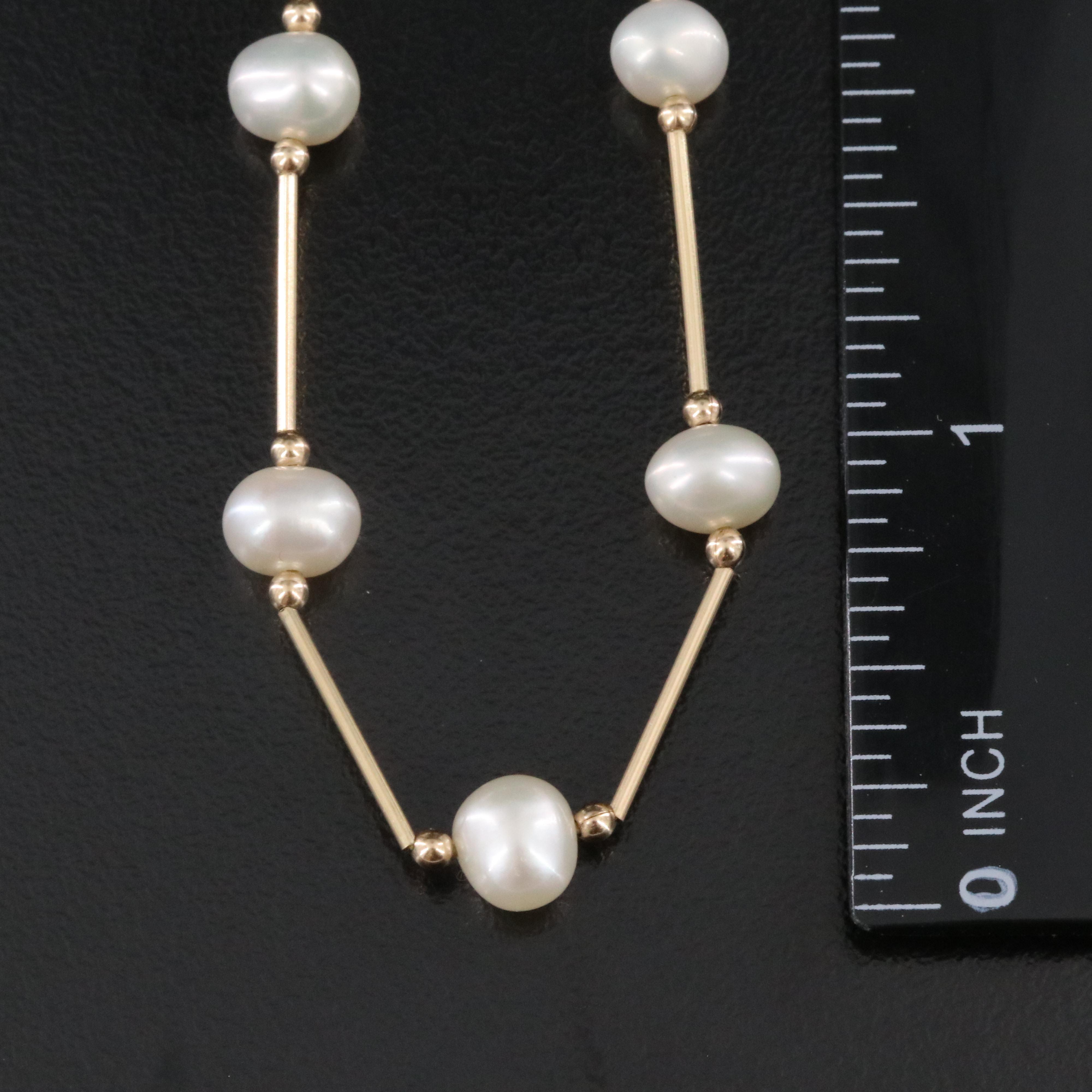 14K Pearl Station Necklace