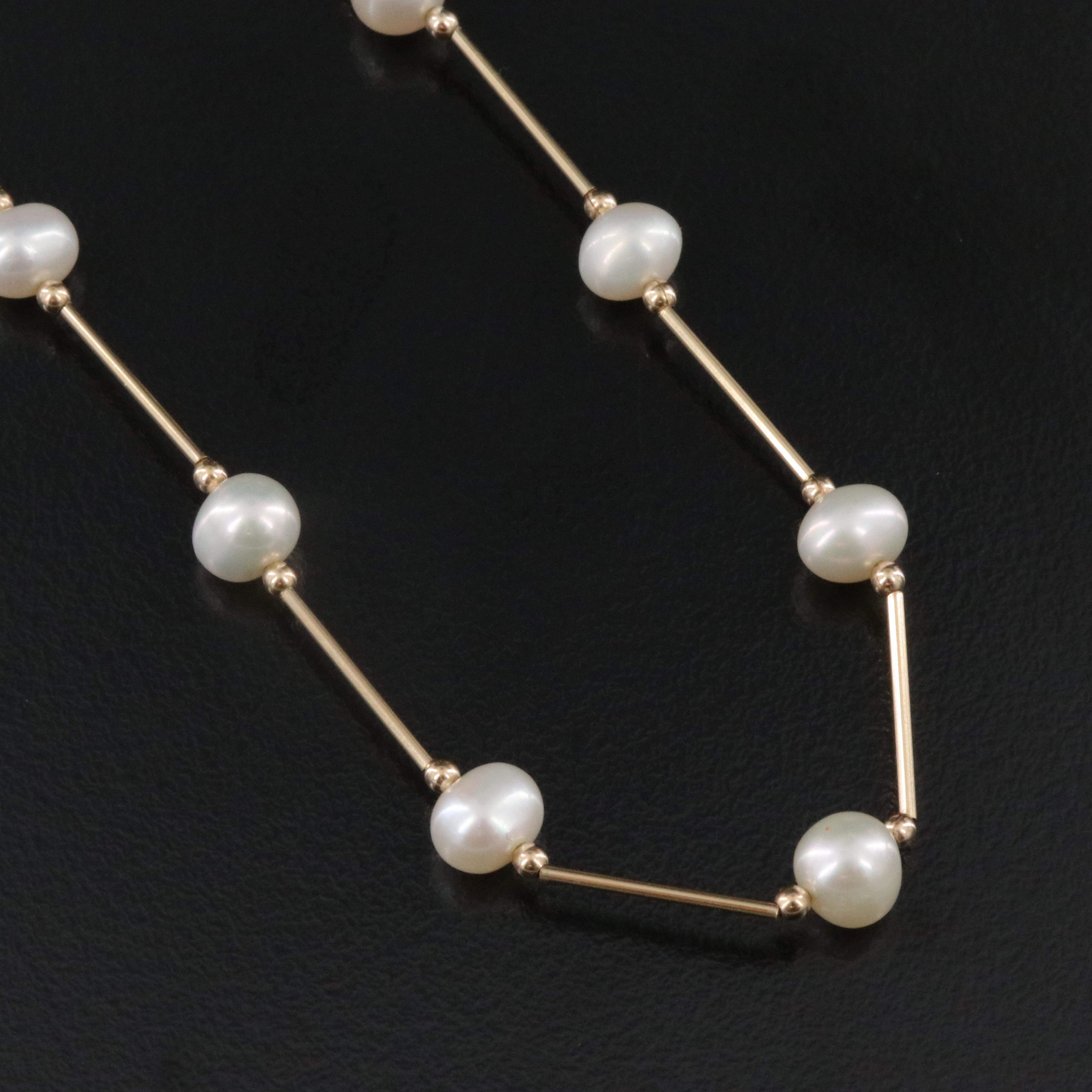 14K Pearl Station Necklace