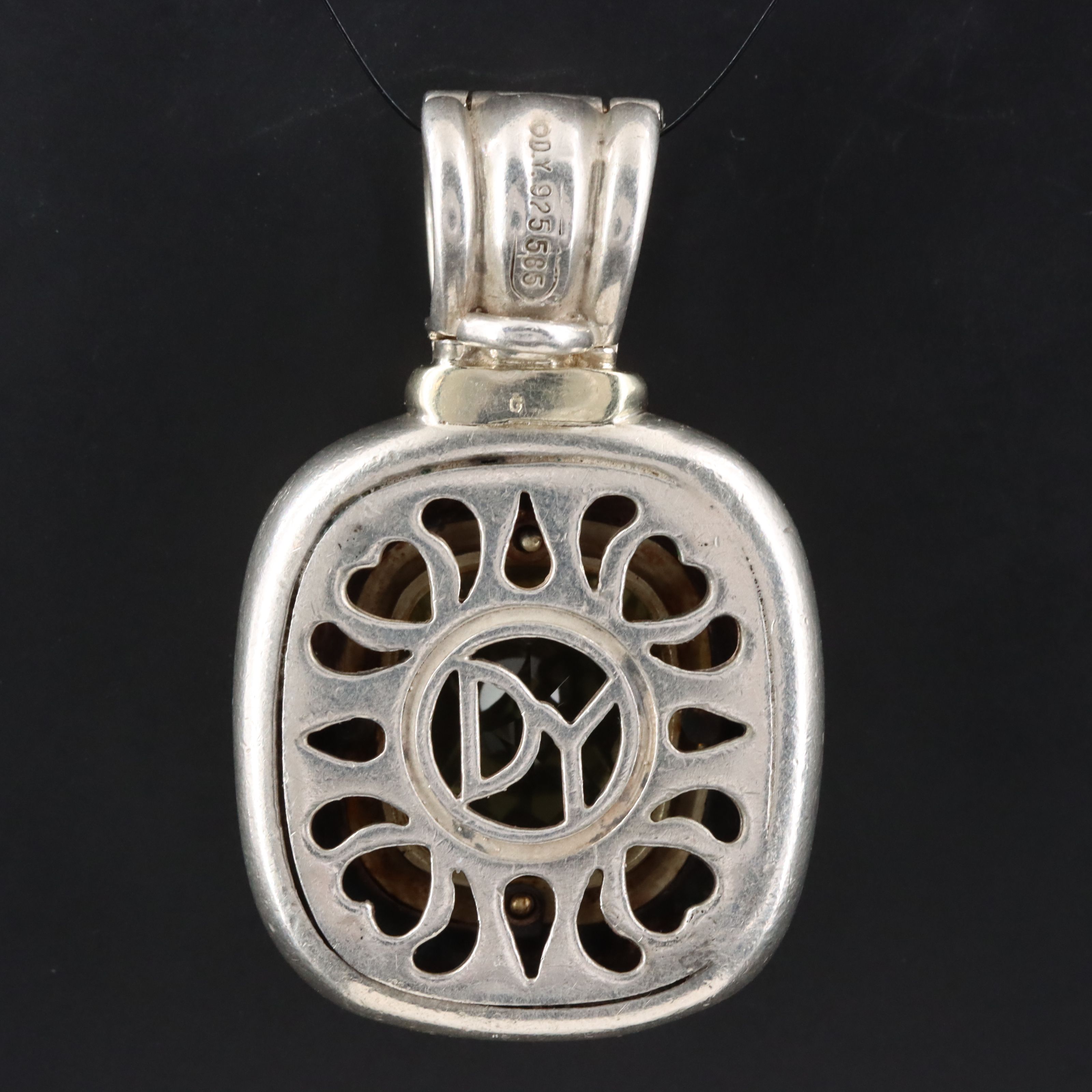 David Yurman Albion Sterling Lemon Quartz Enhancer Pendant with 14K Accents
