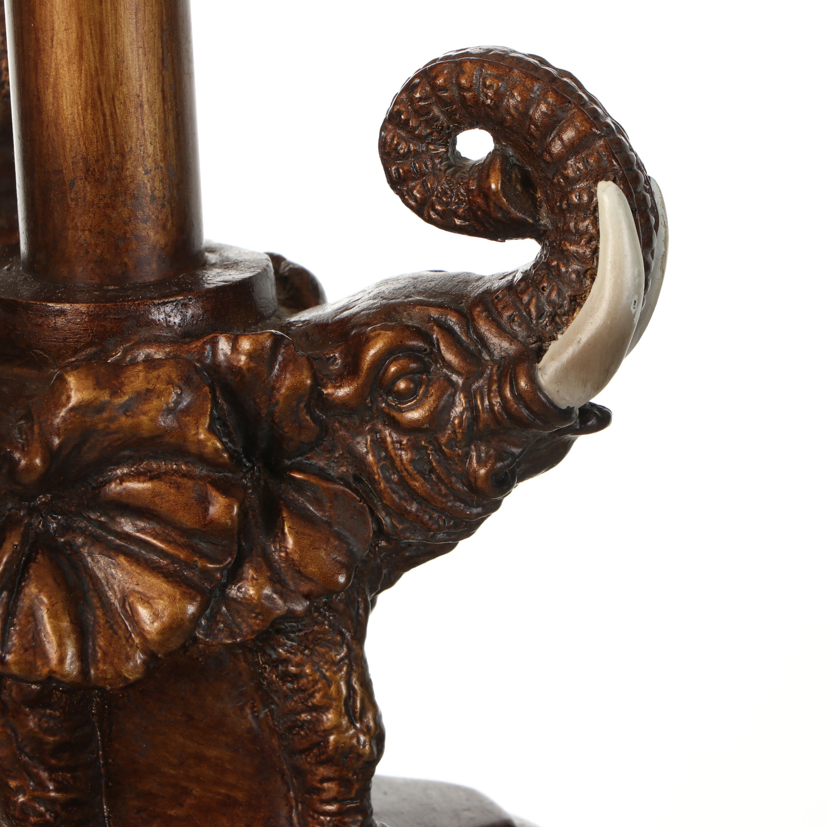 Bronzed Finish Elephant Handle Floor Lamp with Silk Shade