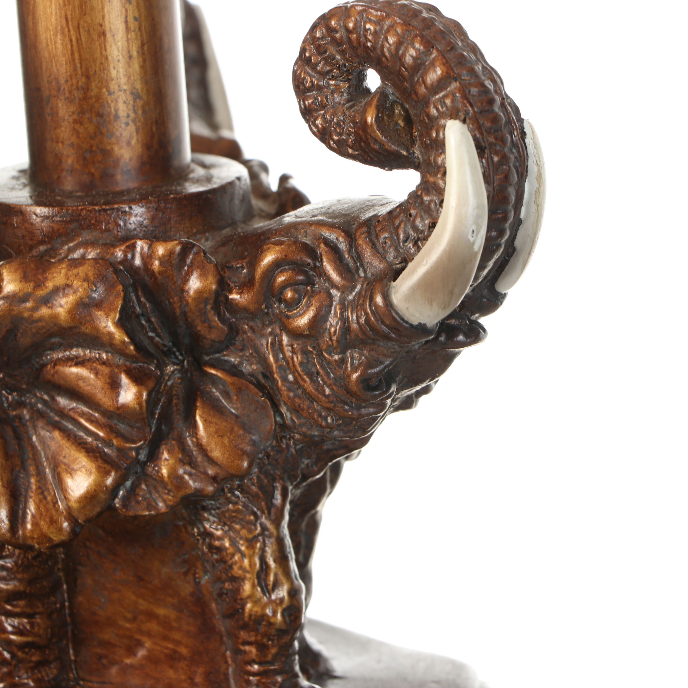 Bronzed Finish Elephant Handle Floor Lamp with Silk Shade