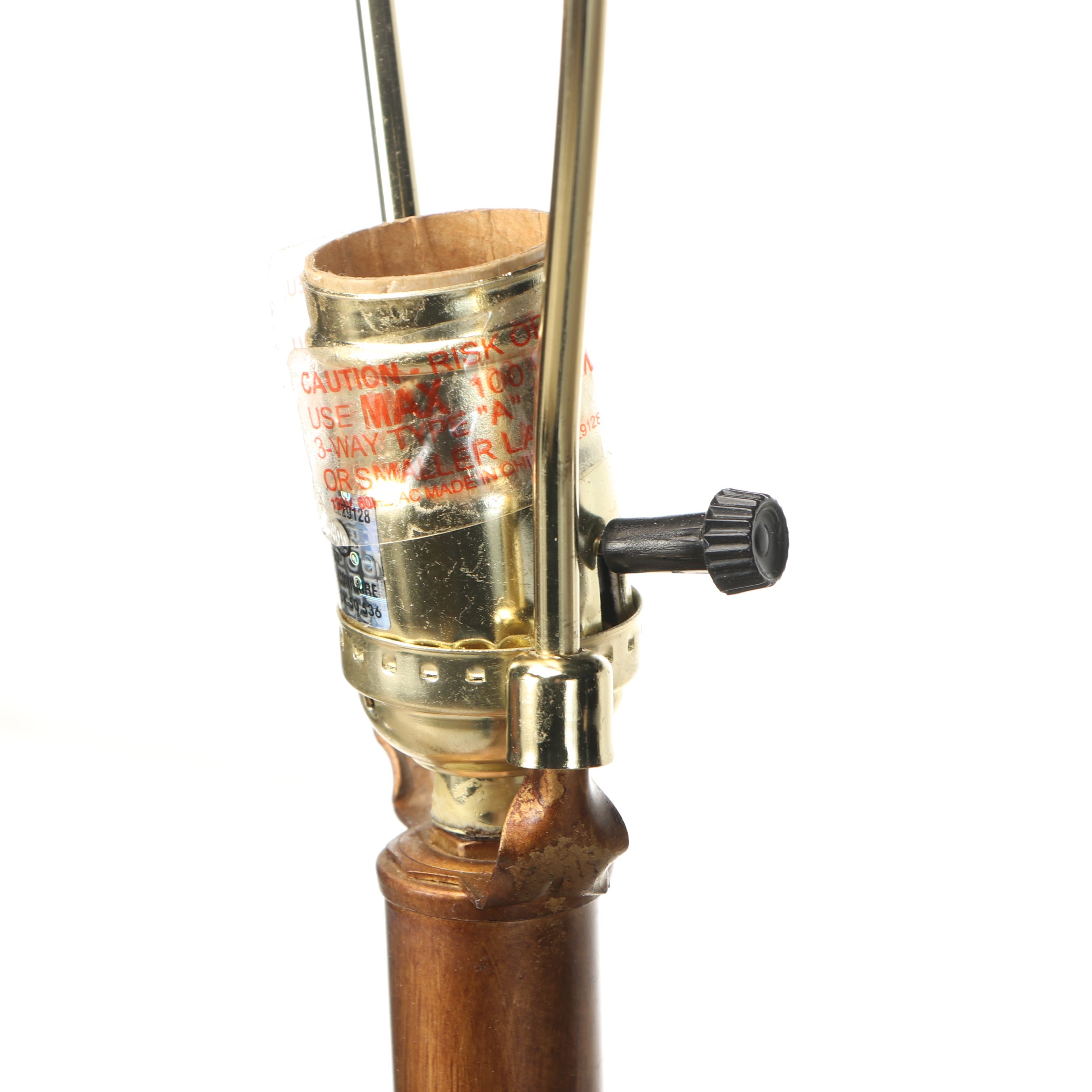 Bronzed Finish Elephant Handle Floor Lamp with Silk Shade