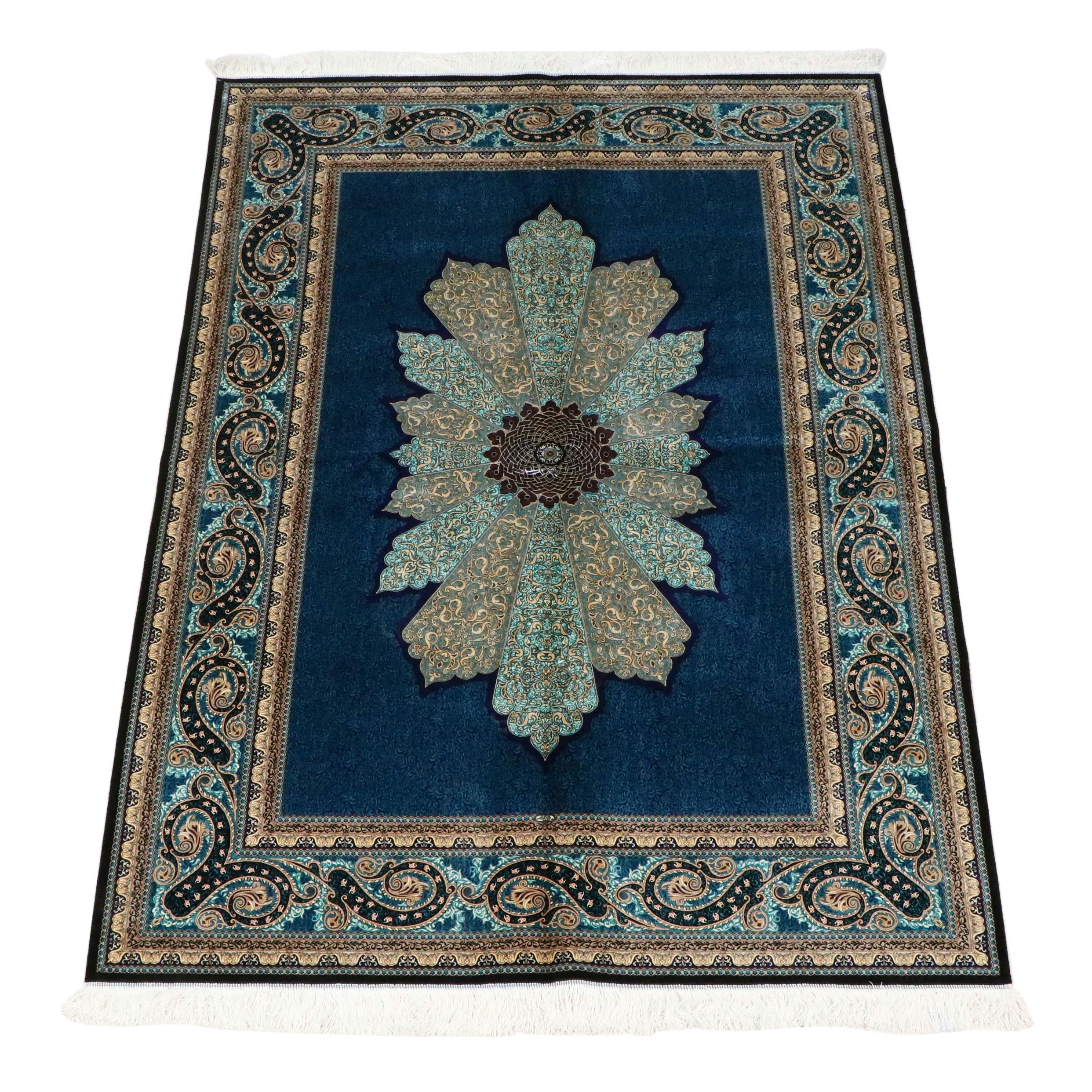 5'7 x 8'4 Machine Made Turkish Qom Style Area Rug