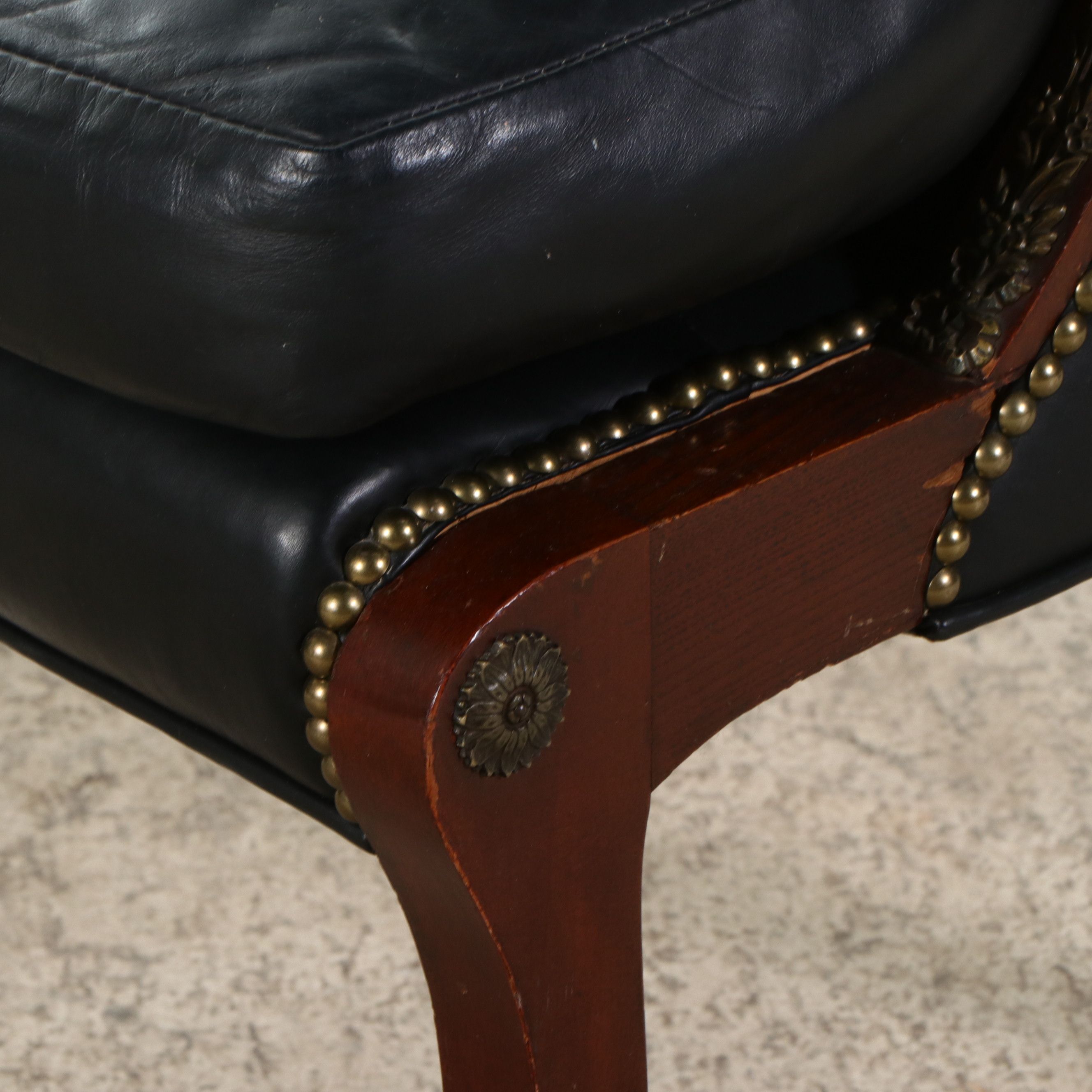 Pair of Neoclassical Style Leather Upholstered Library Chairs