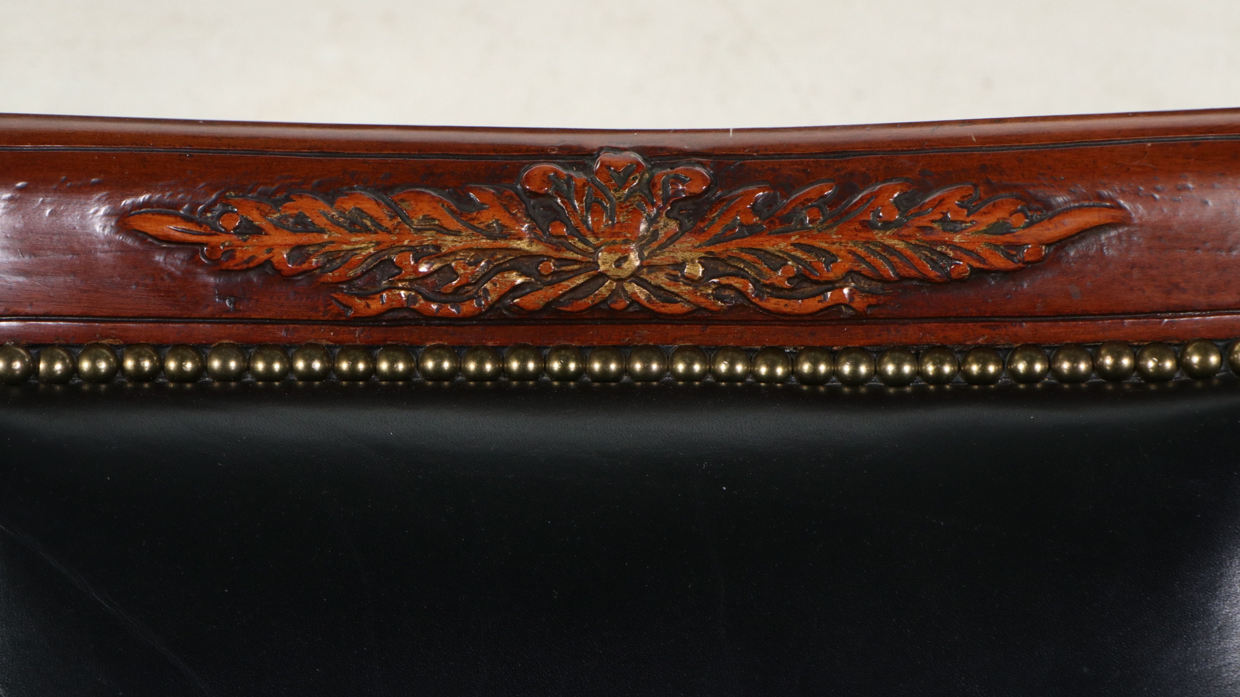 Pair of Neoclassical Style Leather Upholstered Library Chairs