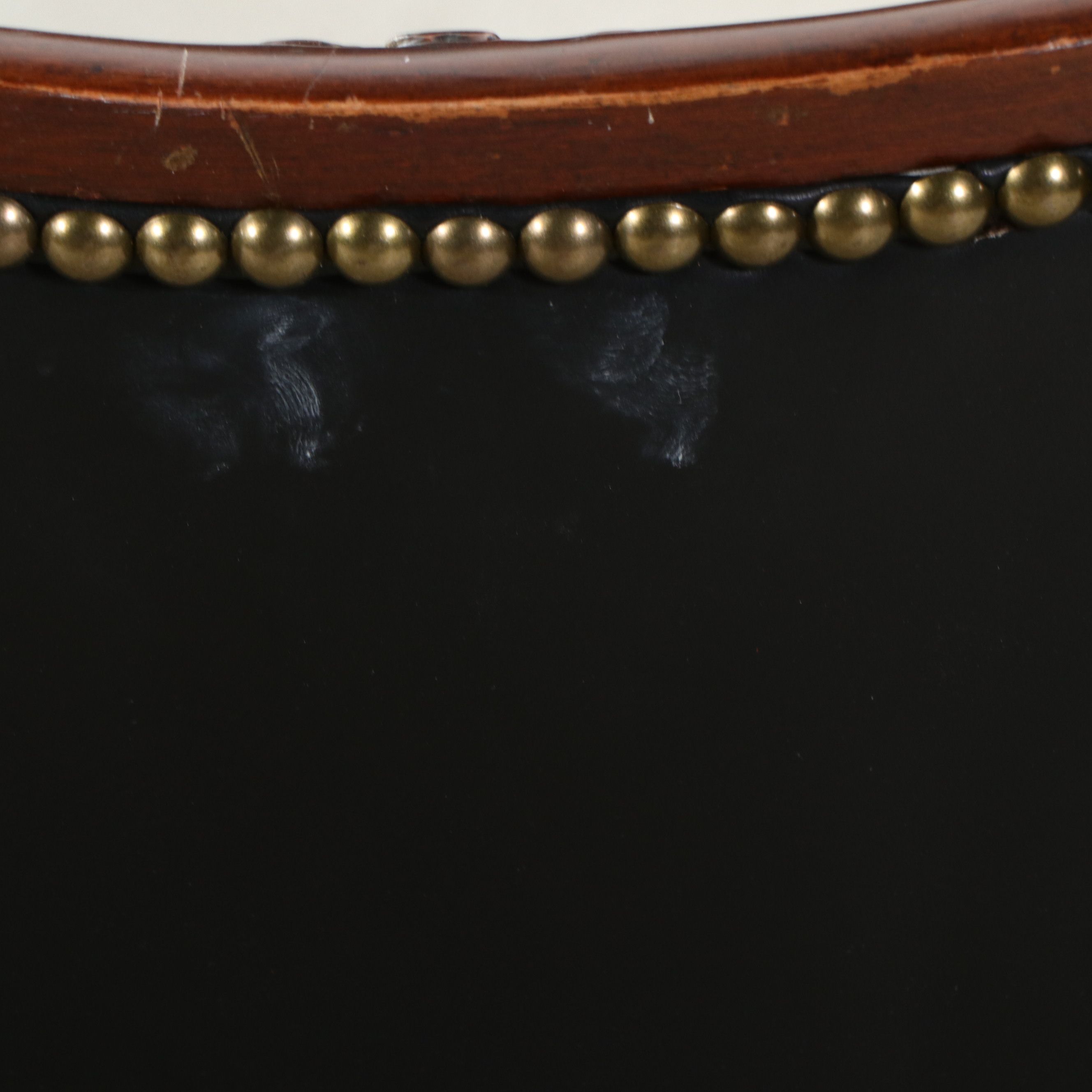 Pair of Neoclassical Style Leather Upholstered Library Chairs