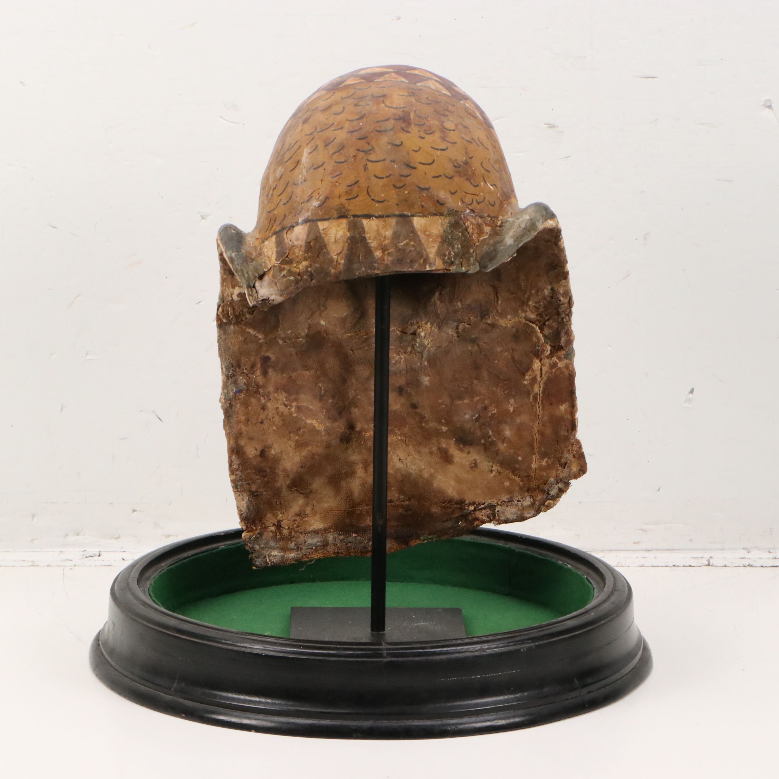 Egyptian Sarcophagus Helmet Mask in Glass Case, 1st to 2nd Century CE