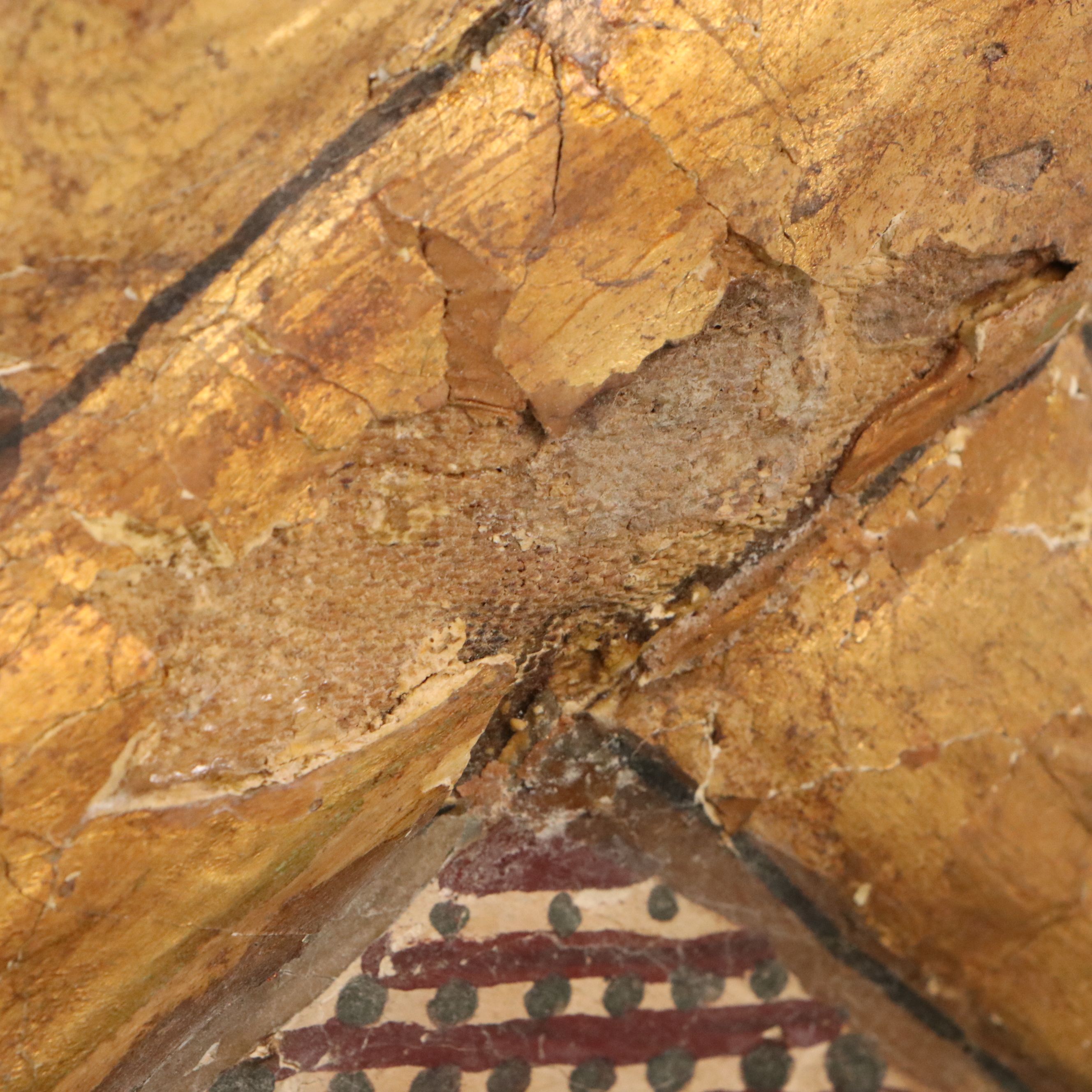 Egyptian Sarcophagus Helmet Mask in Glass Case, 1st to 2nd Century CE