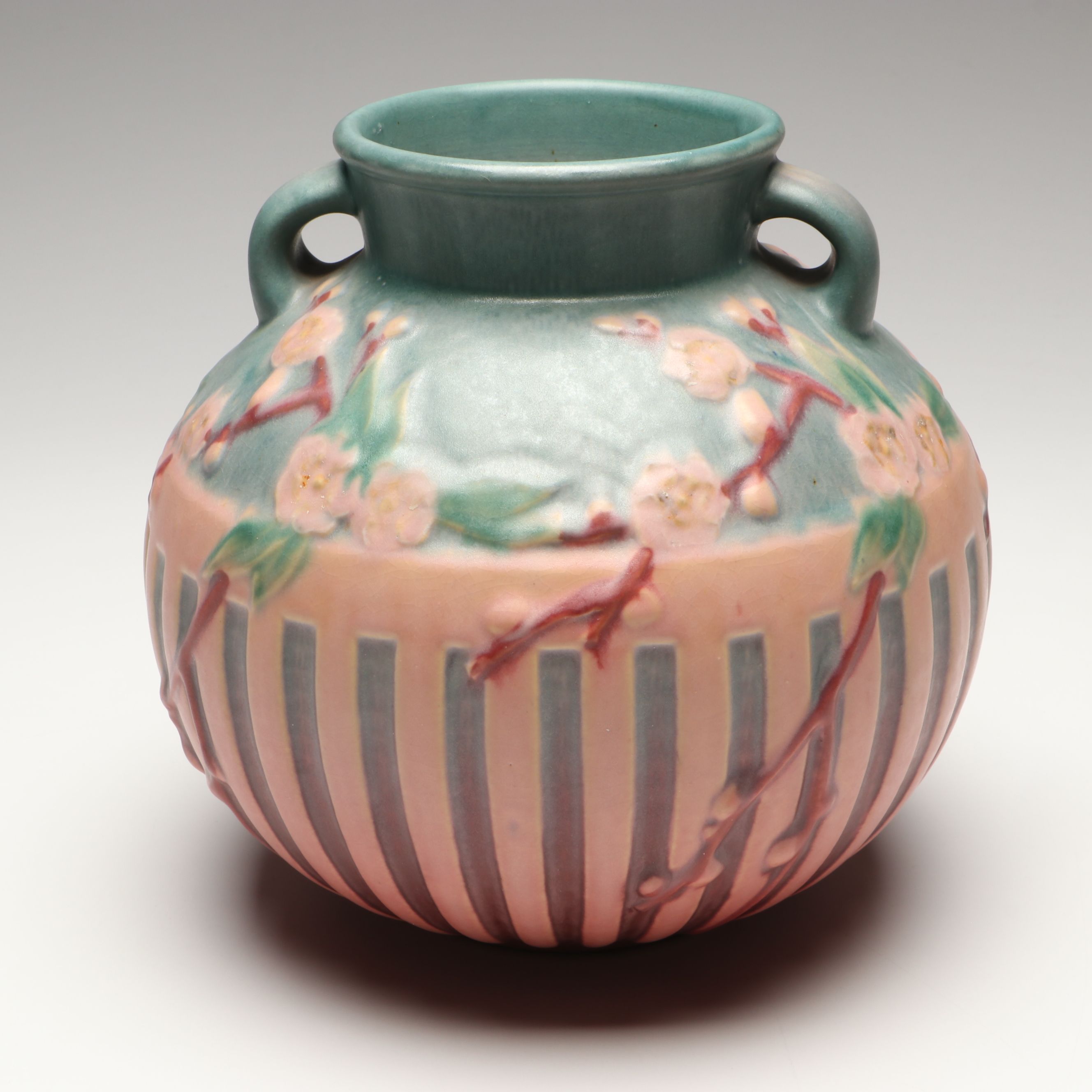 Roseville Pottery "Cherry Blossom" Ceramic Vase, Early to Mid-20th Century