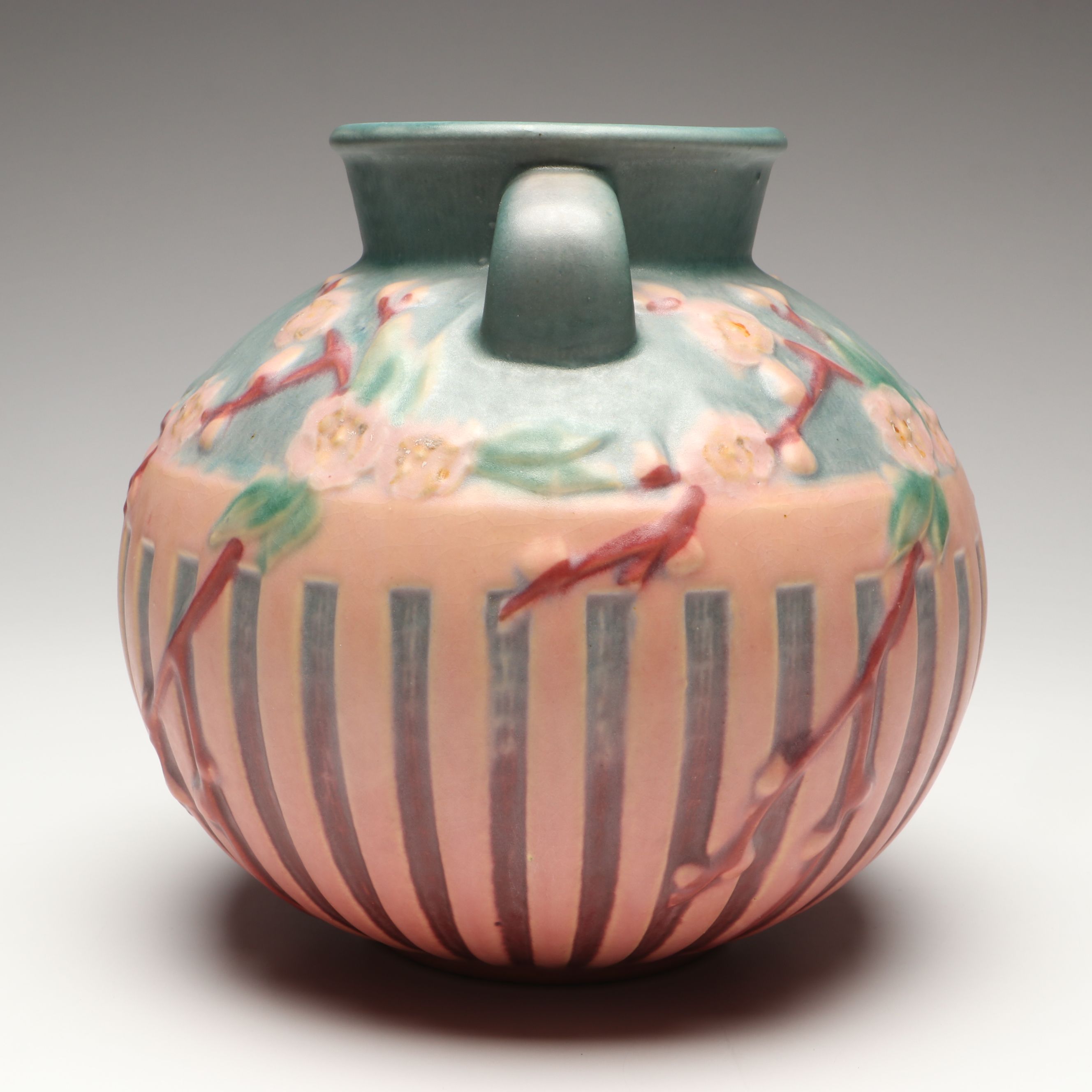 Roseville Pottery "Cherry Blossom" Ceramic Vase, Early to Mid-20th Century