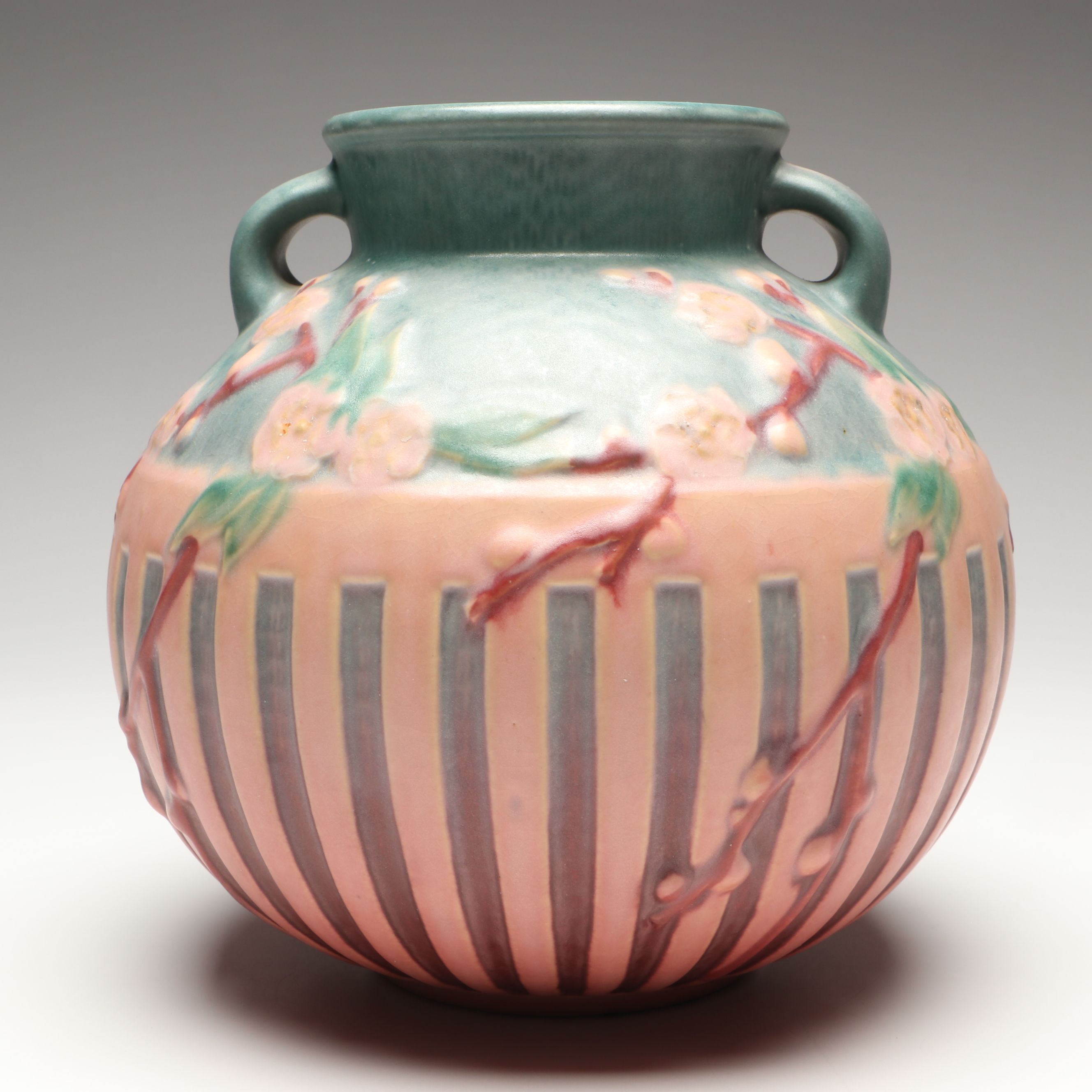 Roseville Pottery "Cherry Blossom" Ceramic Vase, Early to Mid-20th Century