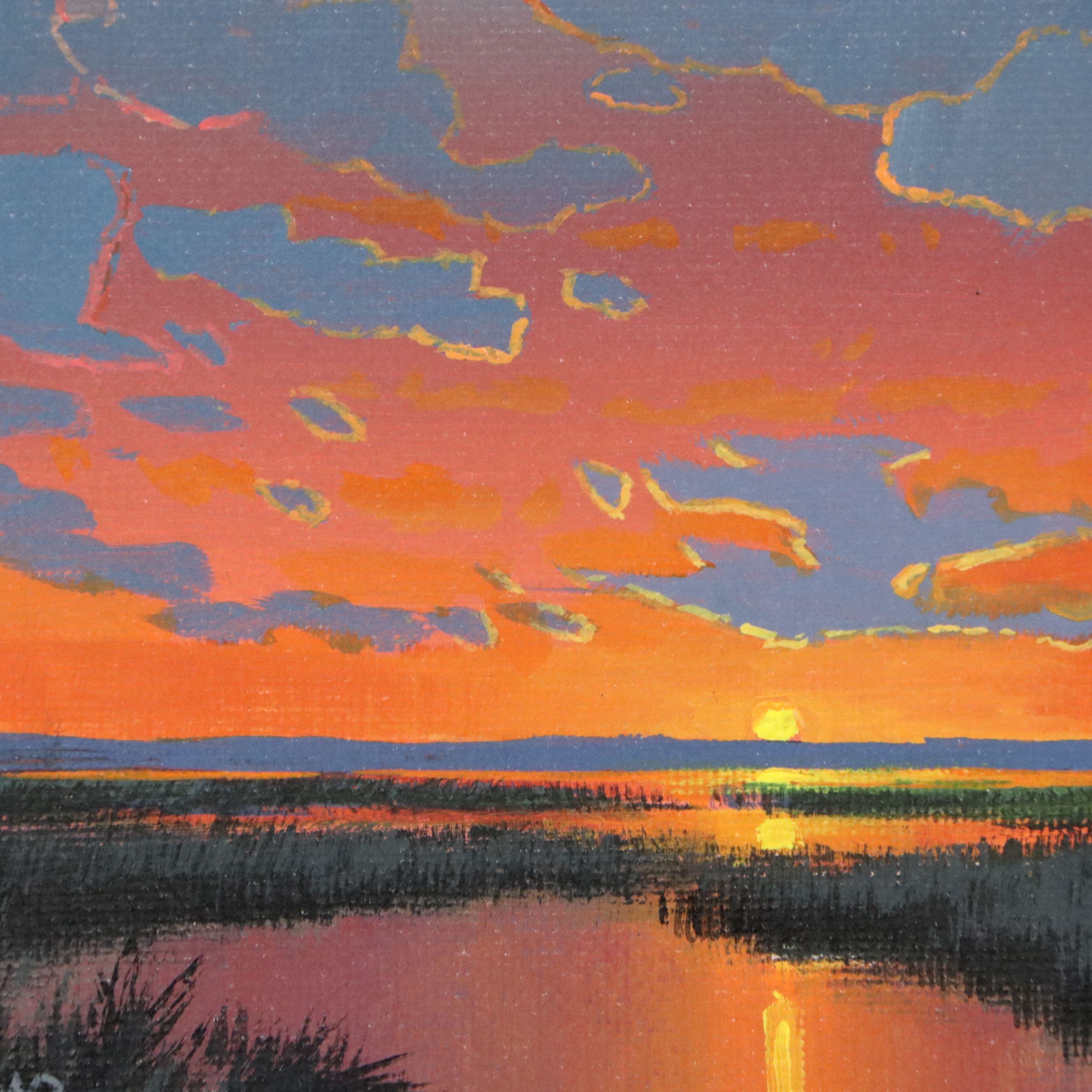 Doug "Bumo" Johnpeer Acrylic Painting of Sunset Landscape, 2024