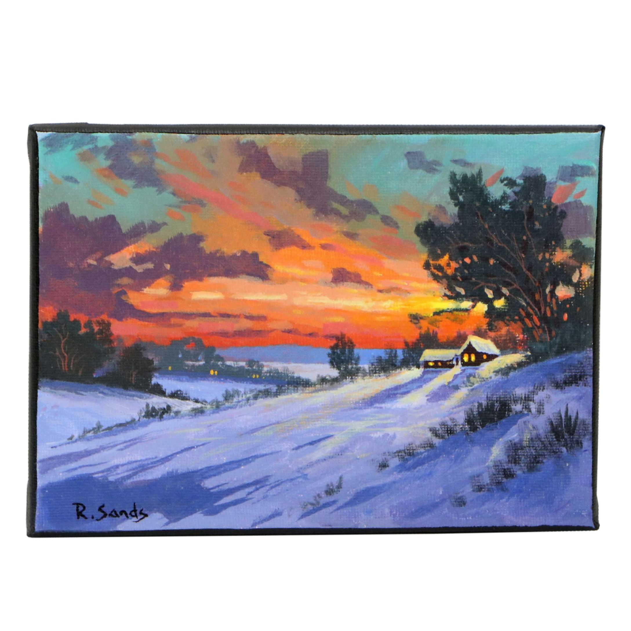 Rosie Sands Acrylic Painting of Snowy Landscape, 2025