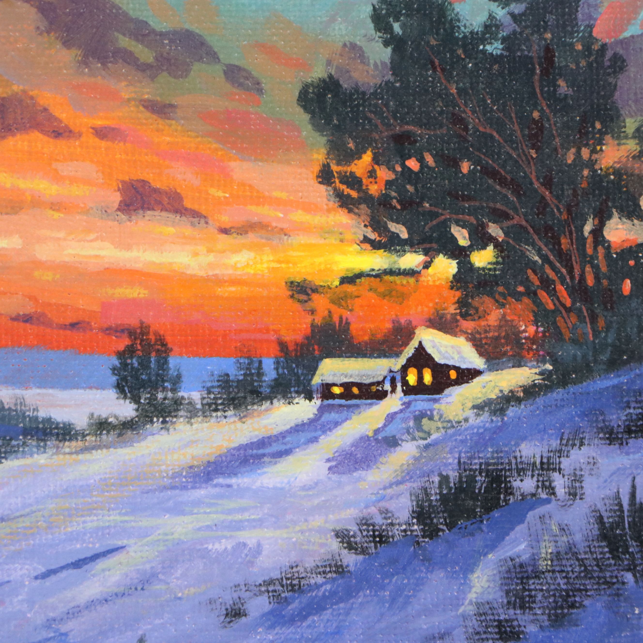 Rosie Sands Acrylic Painting of Snowy Landscape, 2025