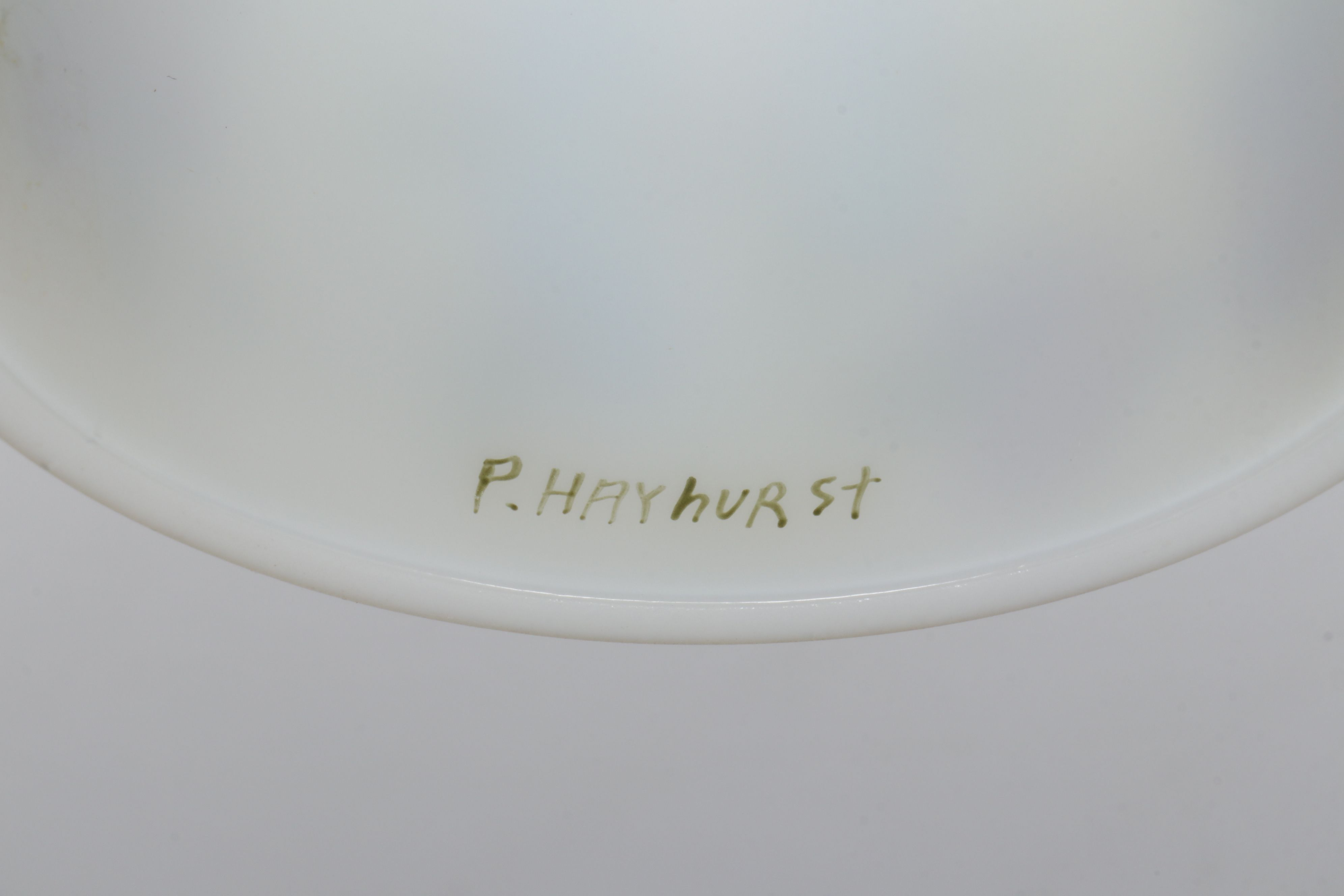 Fenton Hand-Painted Floral Glass Fairy Lamp with S. Clarke Fairy Lamp