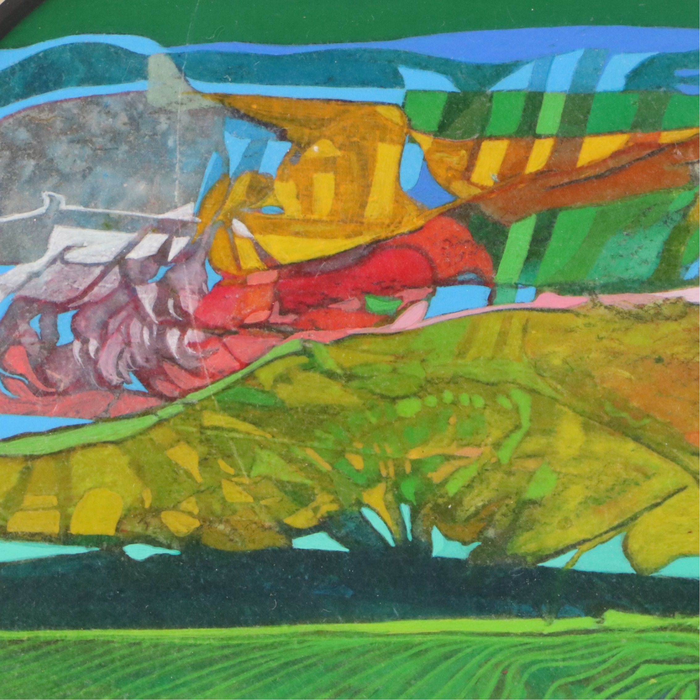 Luis R. Cuevas Mixed Media Paintings "Rock Formation" and "Circular Landscape"