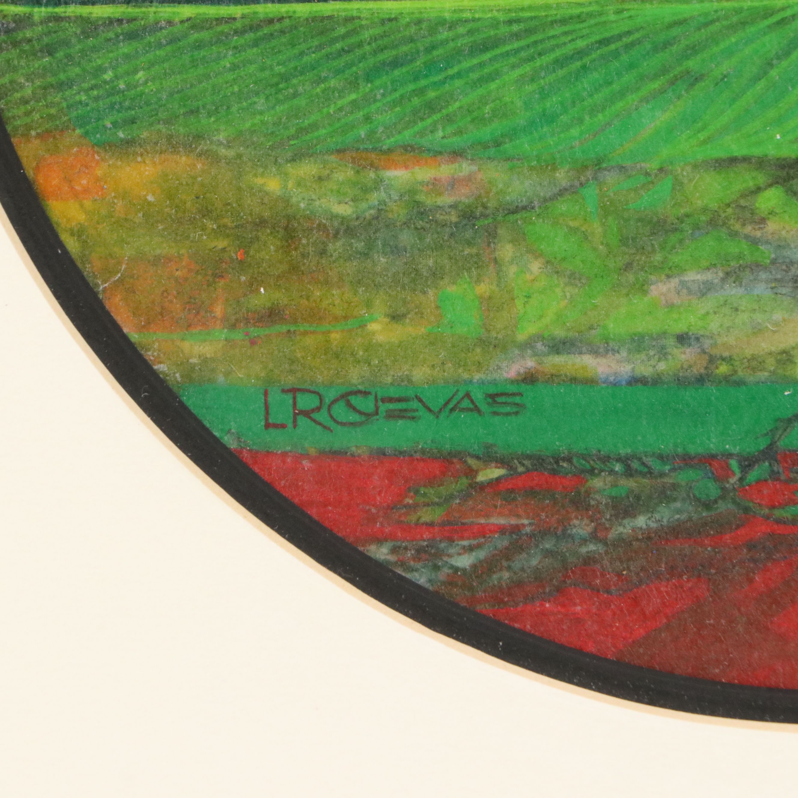 Luis R. Cuevas Mixed Media Paintings "Rock Formation" and "Circular Landscape"