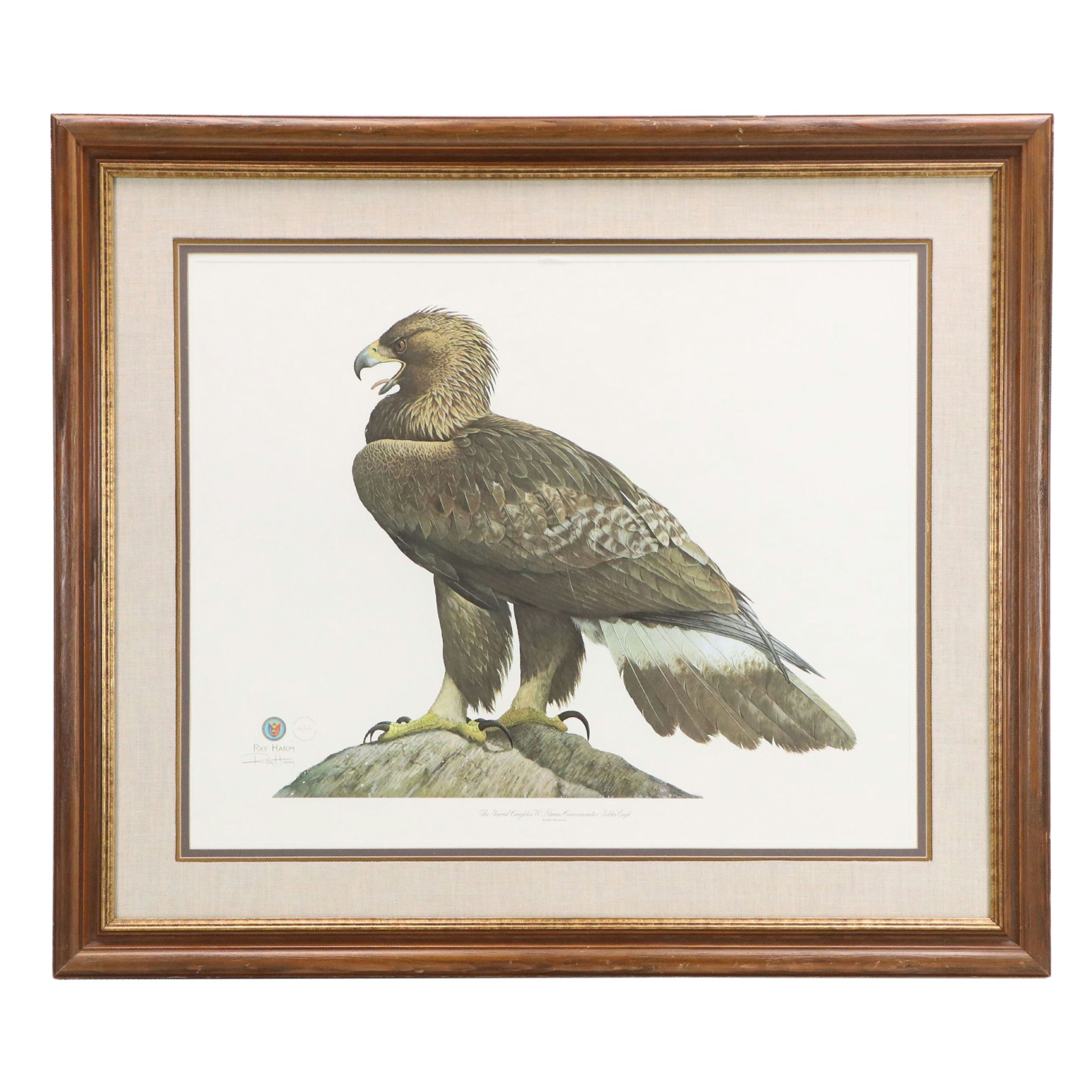Ray Harm Offset Lithograph of Golden Eagle, 1977