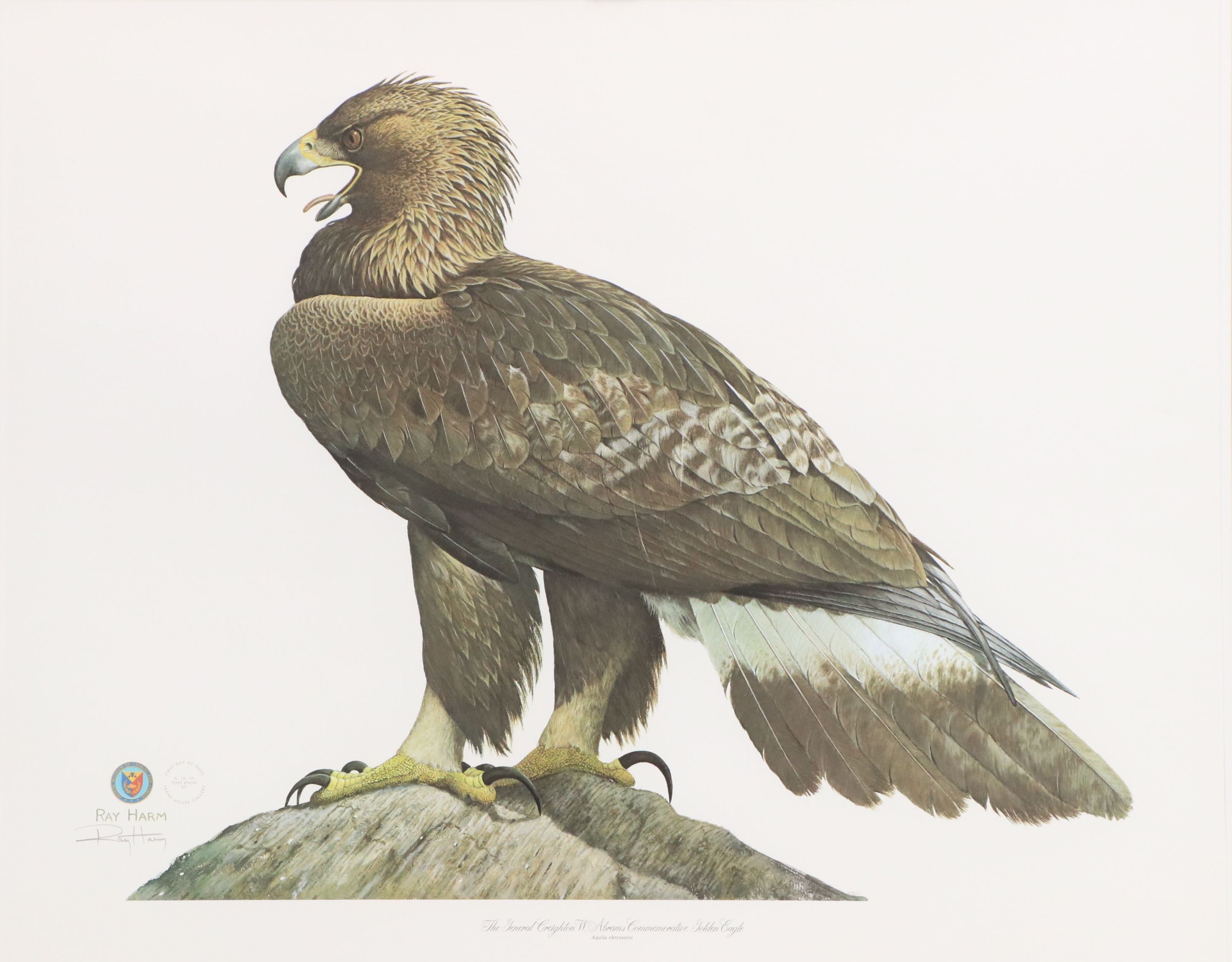 Ray Harm Offset Lithograph of Golden Eagle, 1977