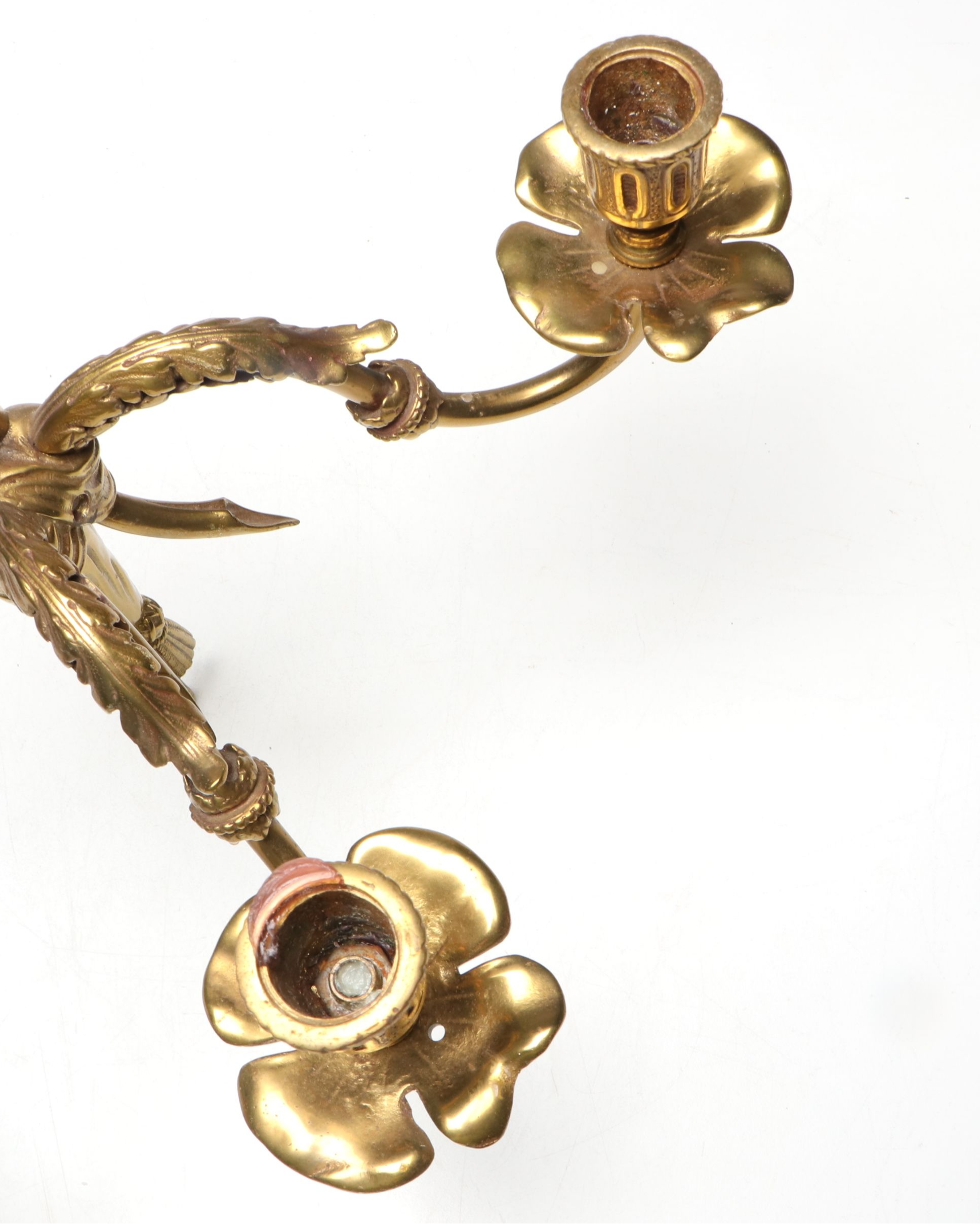 Louis XVI Brass Finish Candle Sconces