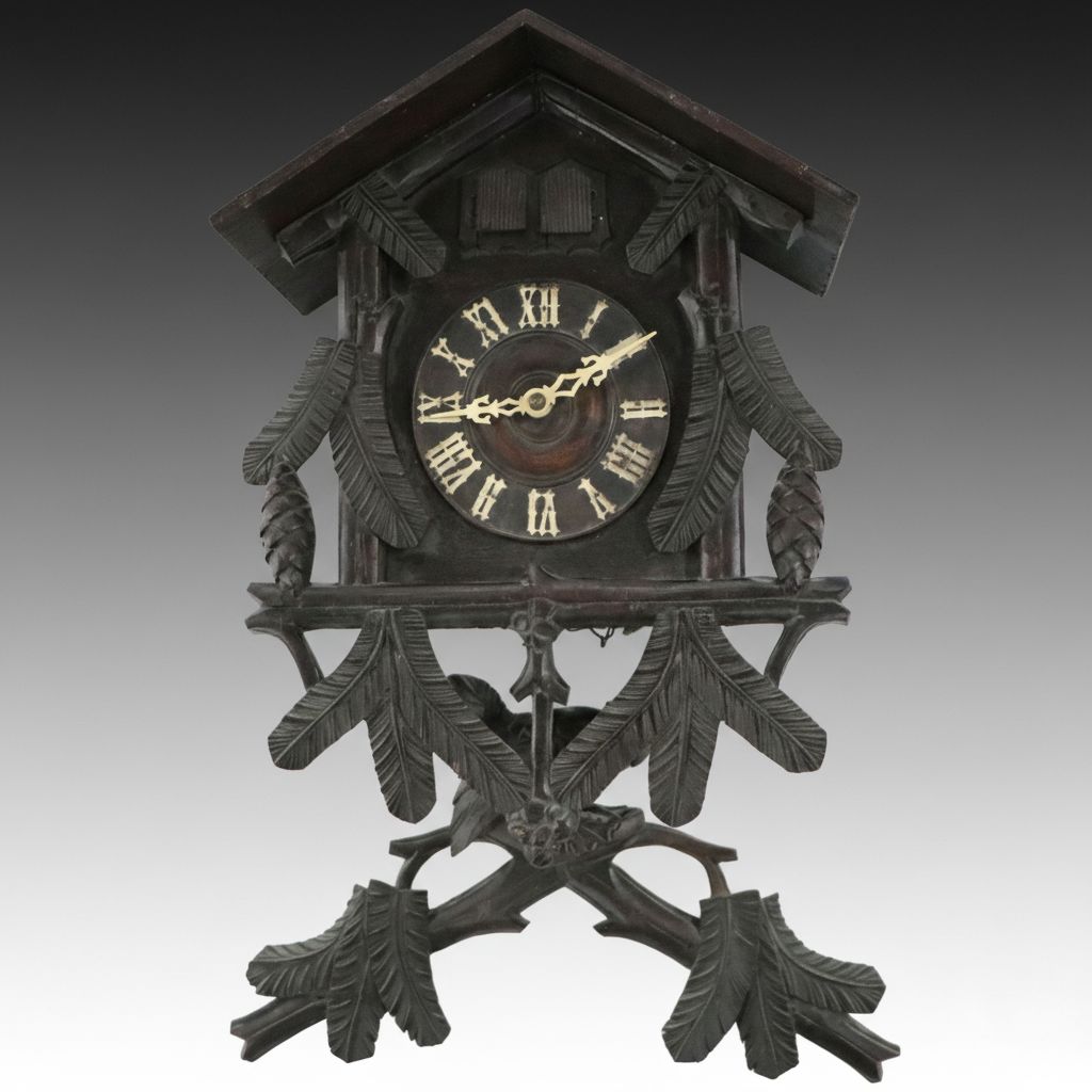German Black Forest Style Hand-Carved Wood Cuckoo Clock
