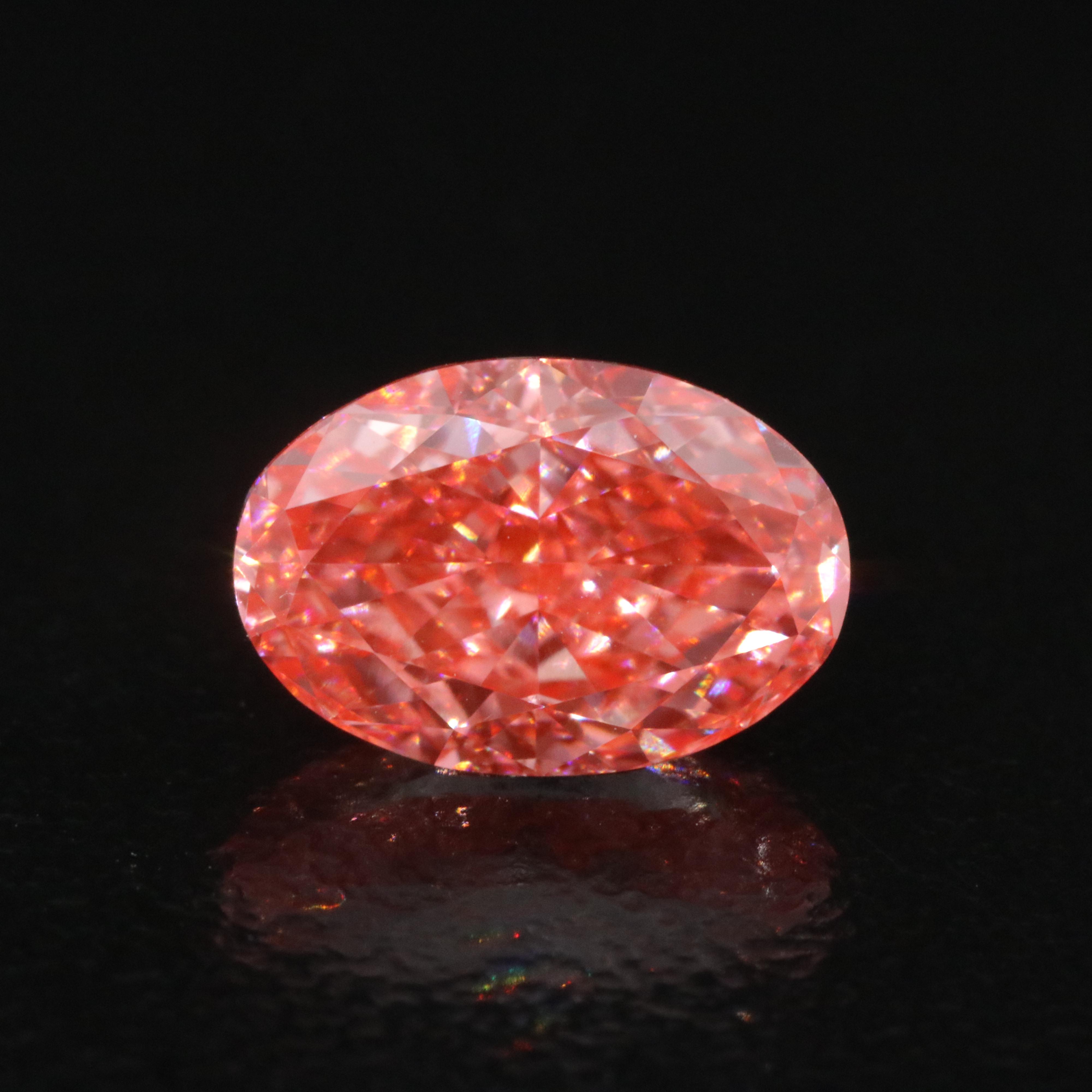 Loose 1.53 CT Lab Grown Fancy Vivid Pink Diamond with IGI Report