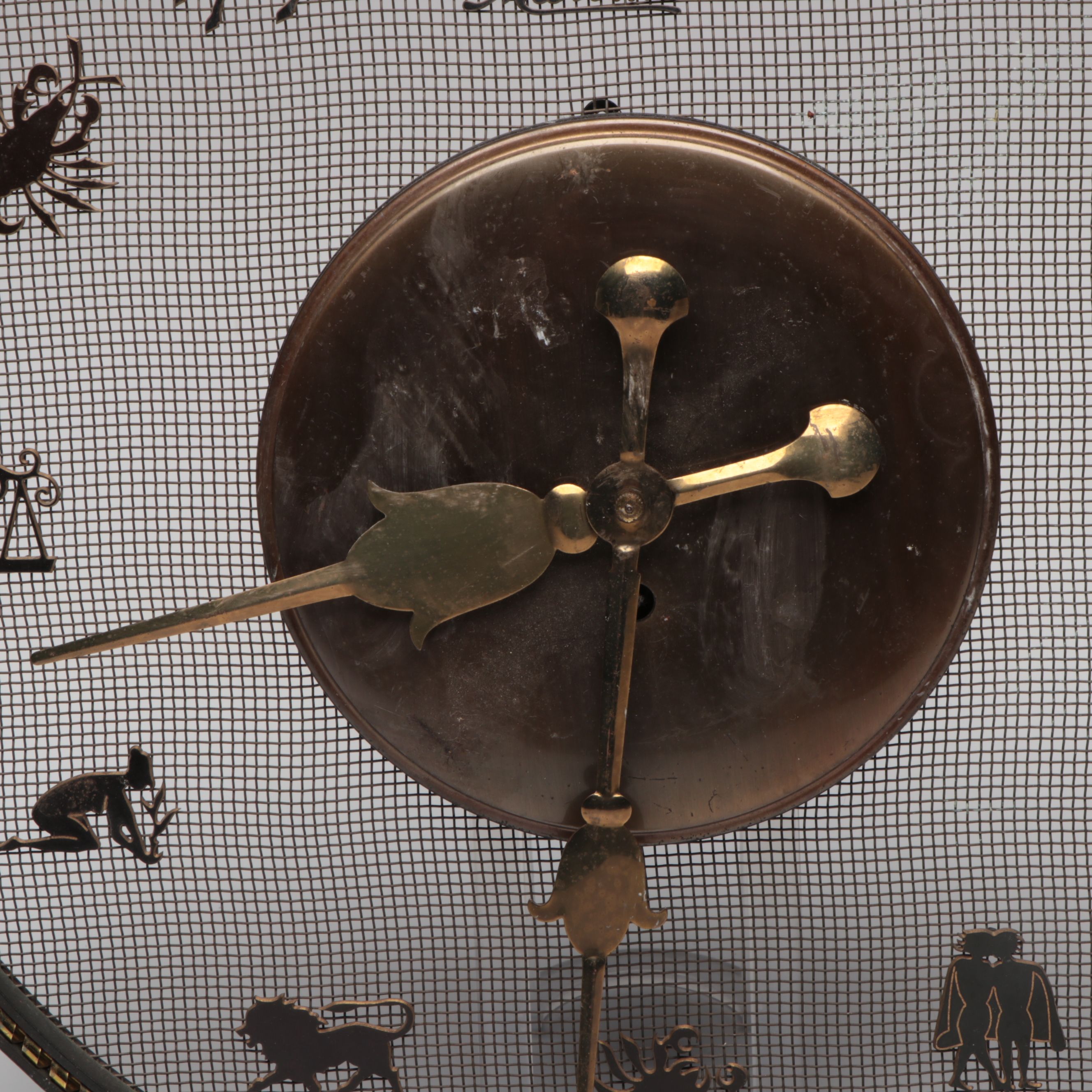 Mid Century Modern Mauthe Zodiac Metal Wall Clock, Mid-20th Century