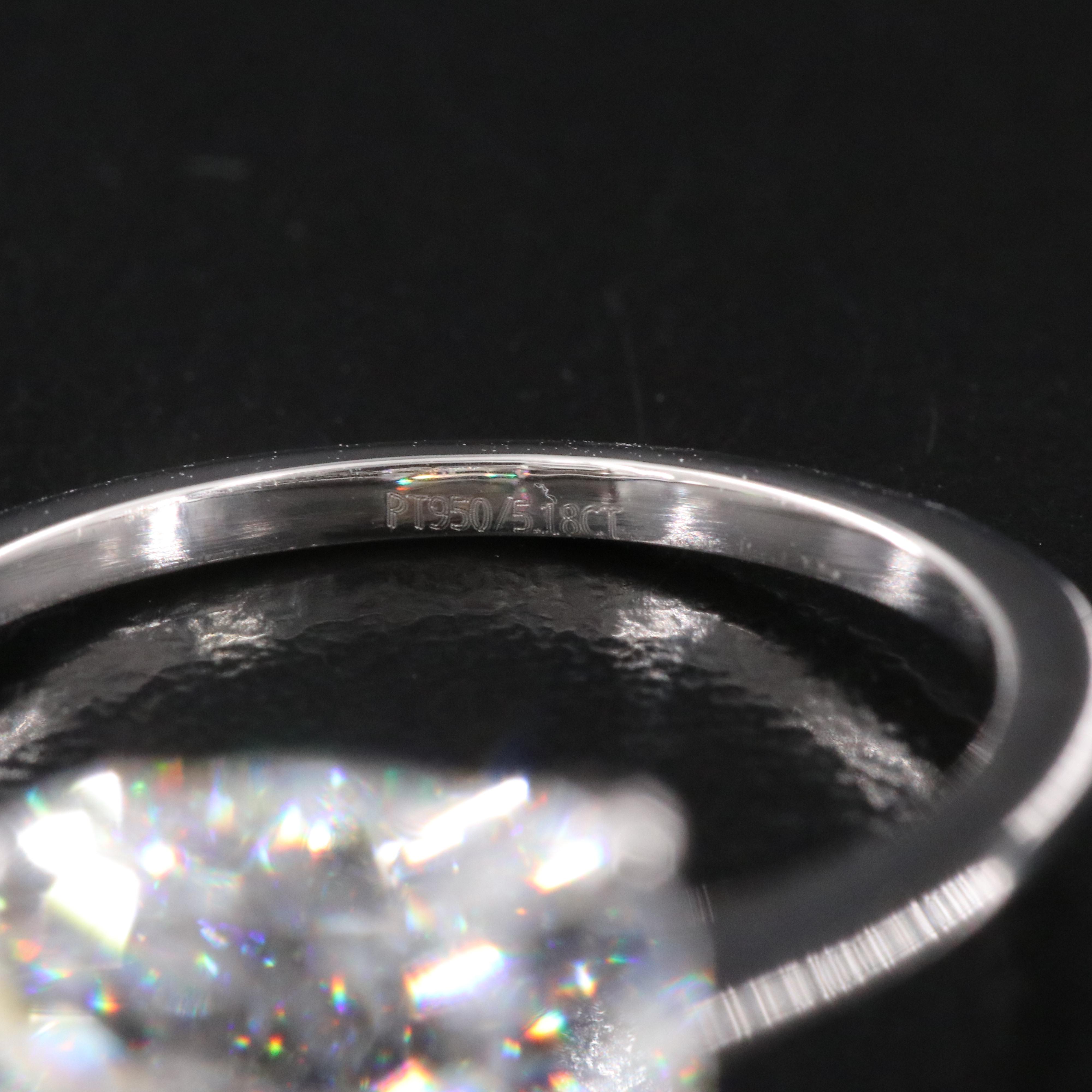 Platinum 5.18 CT Lab Grown Diamond Solitaire Ring with IGI Report