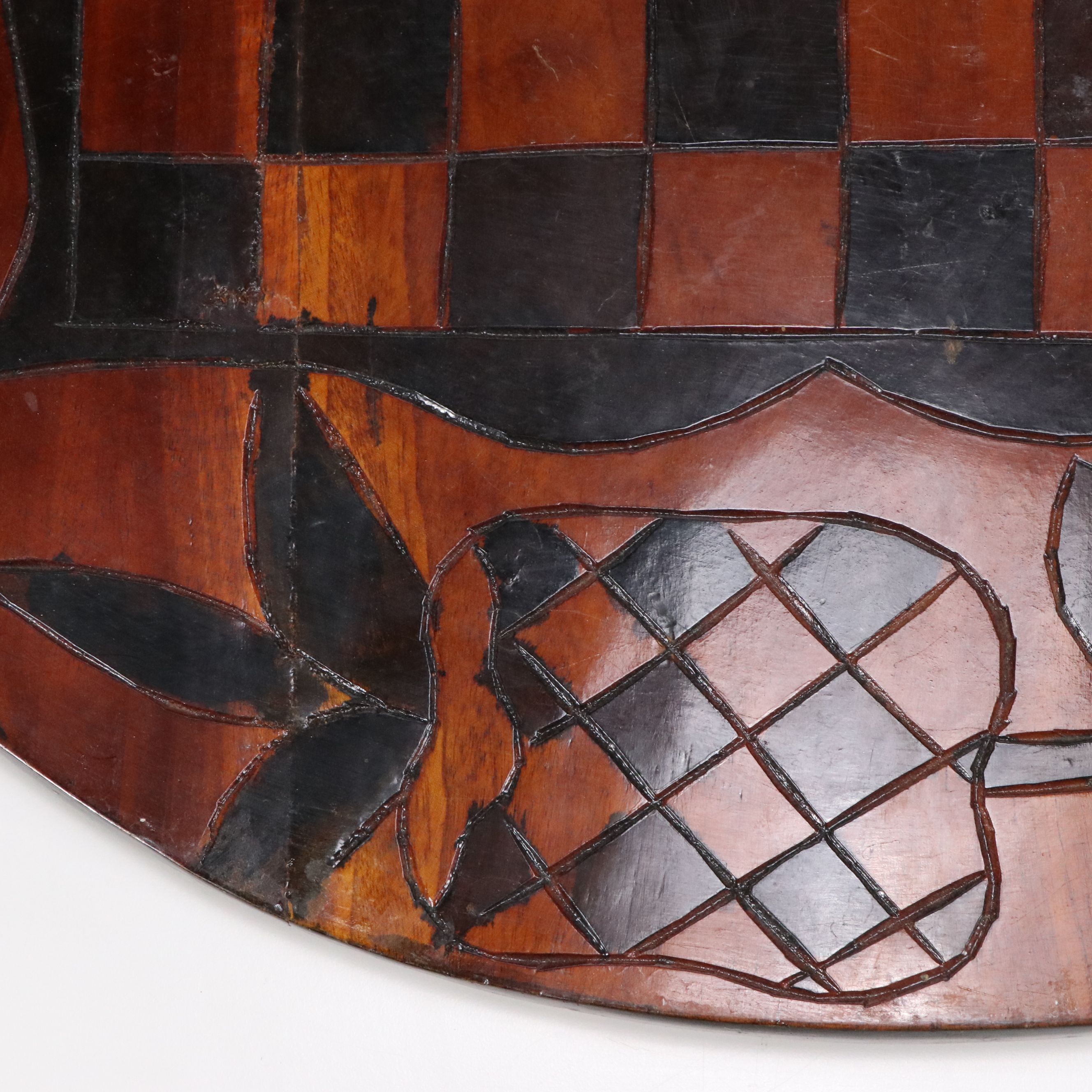 Reversible Wooden Chess Game Table with Carved Animals