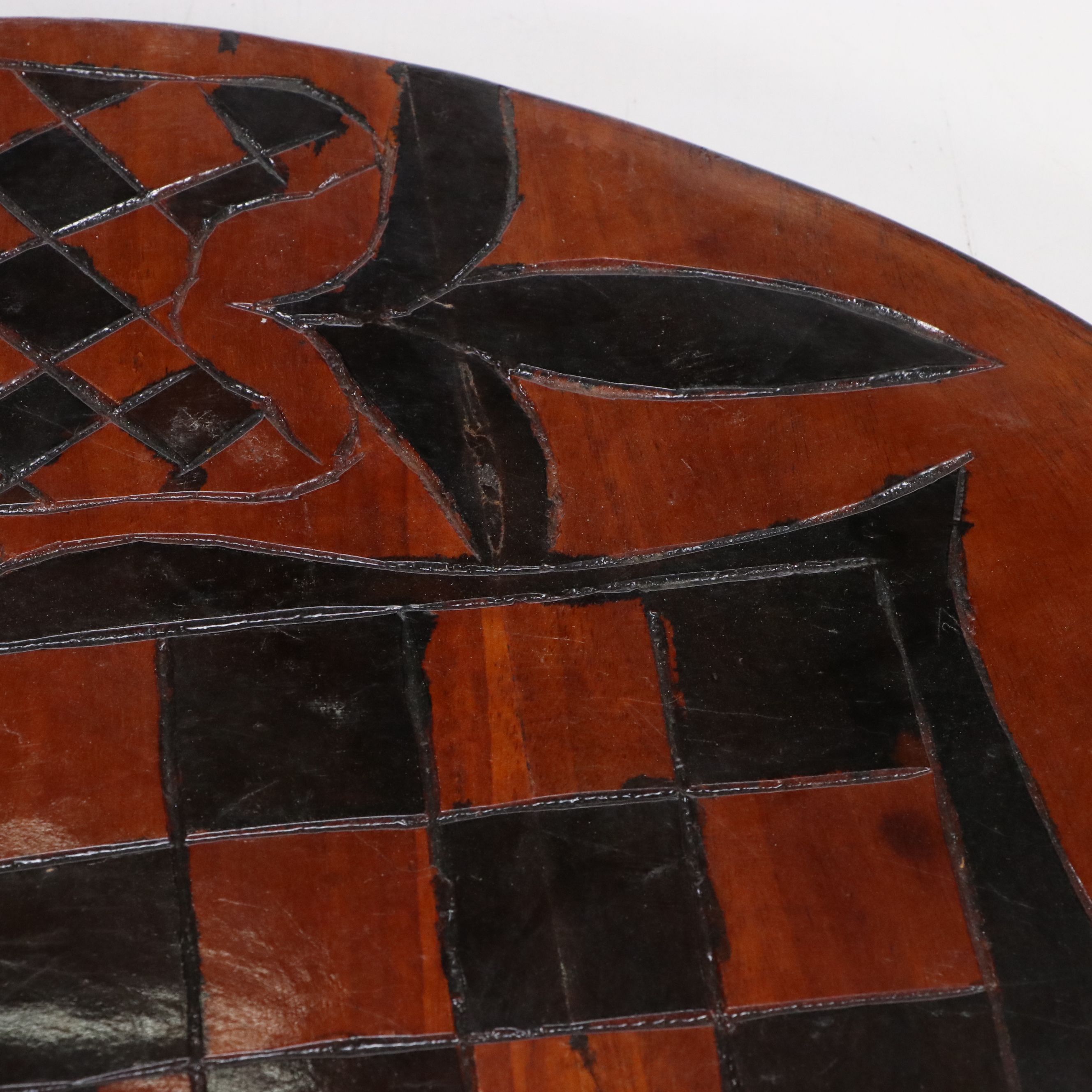 Reversible Wooden Chess Game Table with Carved Animals