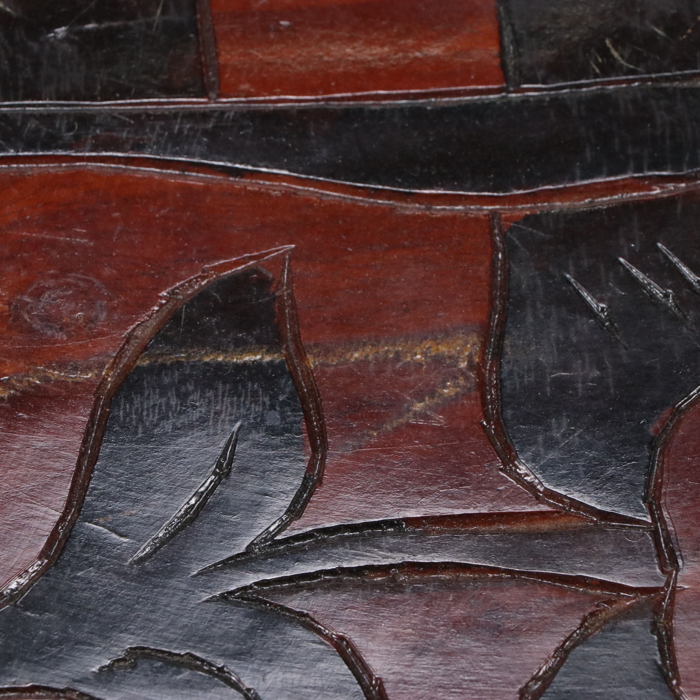 Reversible Wooden Chess Game Table with Carved Animals