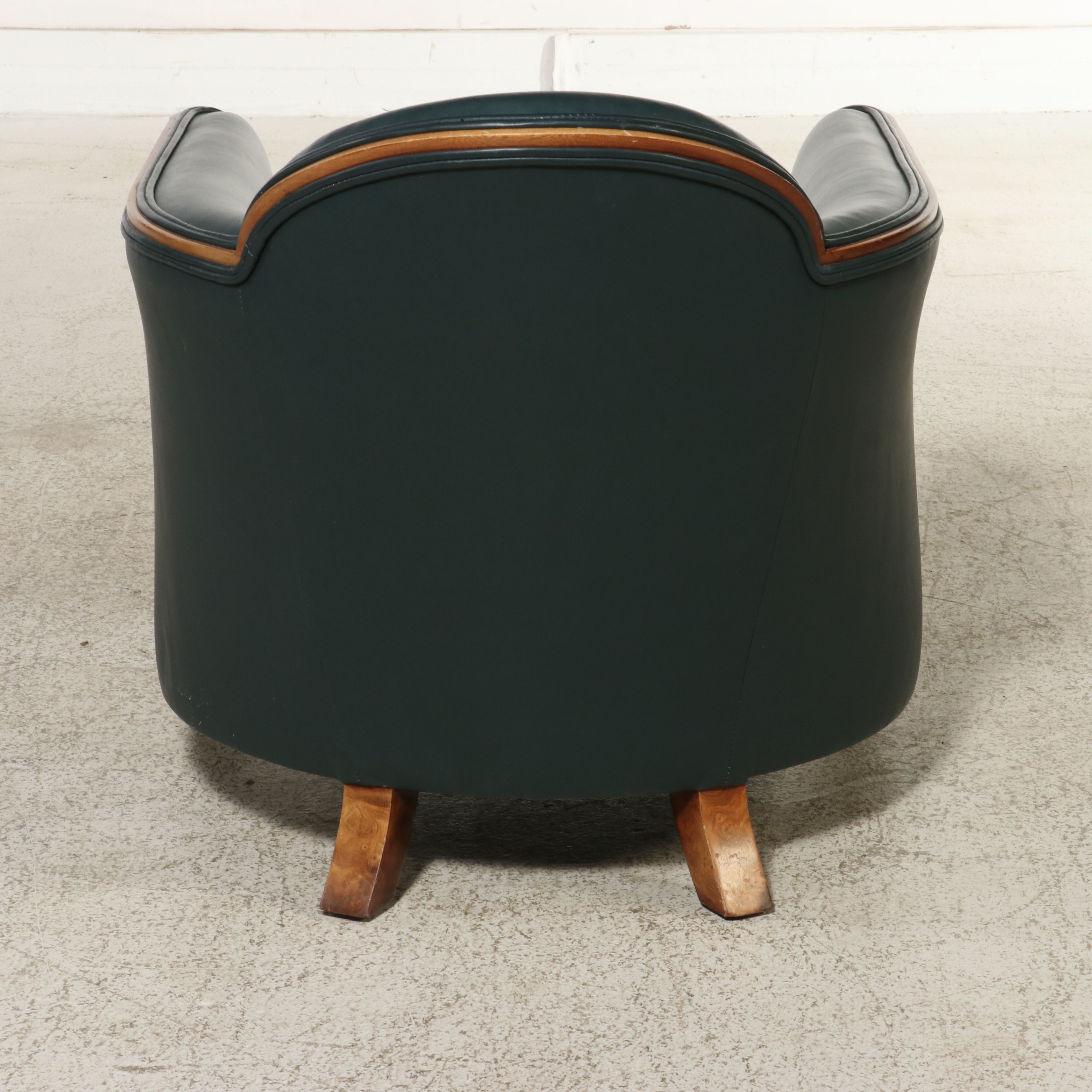 Pair of Manheim-Weitz Art Deco Style "Ruhlmann" Leather and Burl Club Chairs