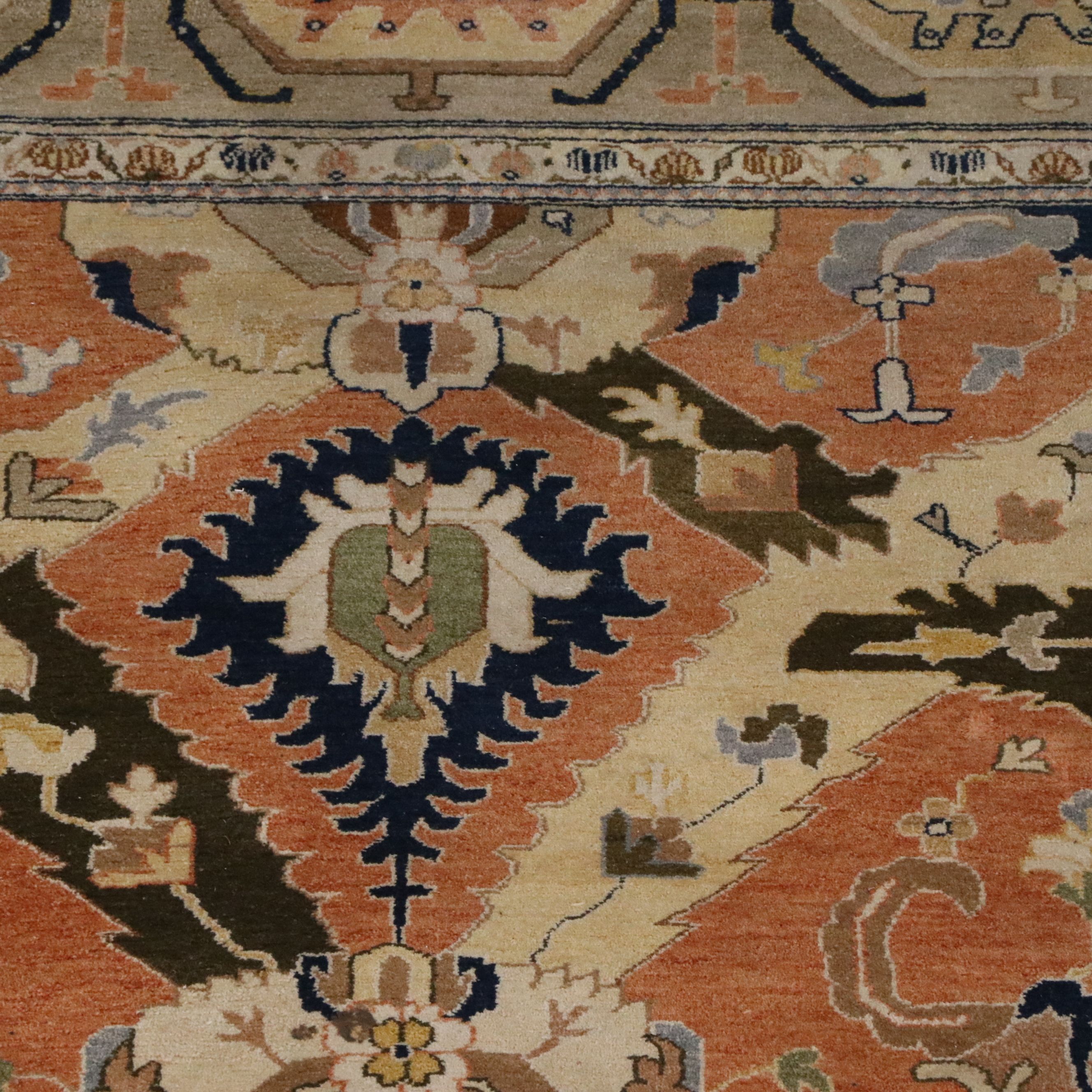 8'8 x 12'4 Hand-Knotted Persian Sarouk Style Area Rug