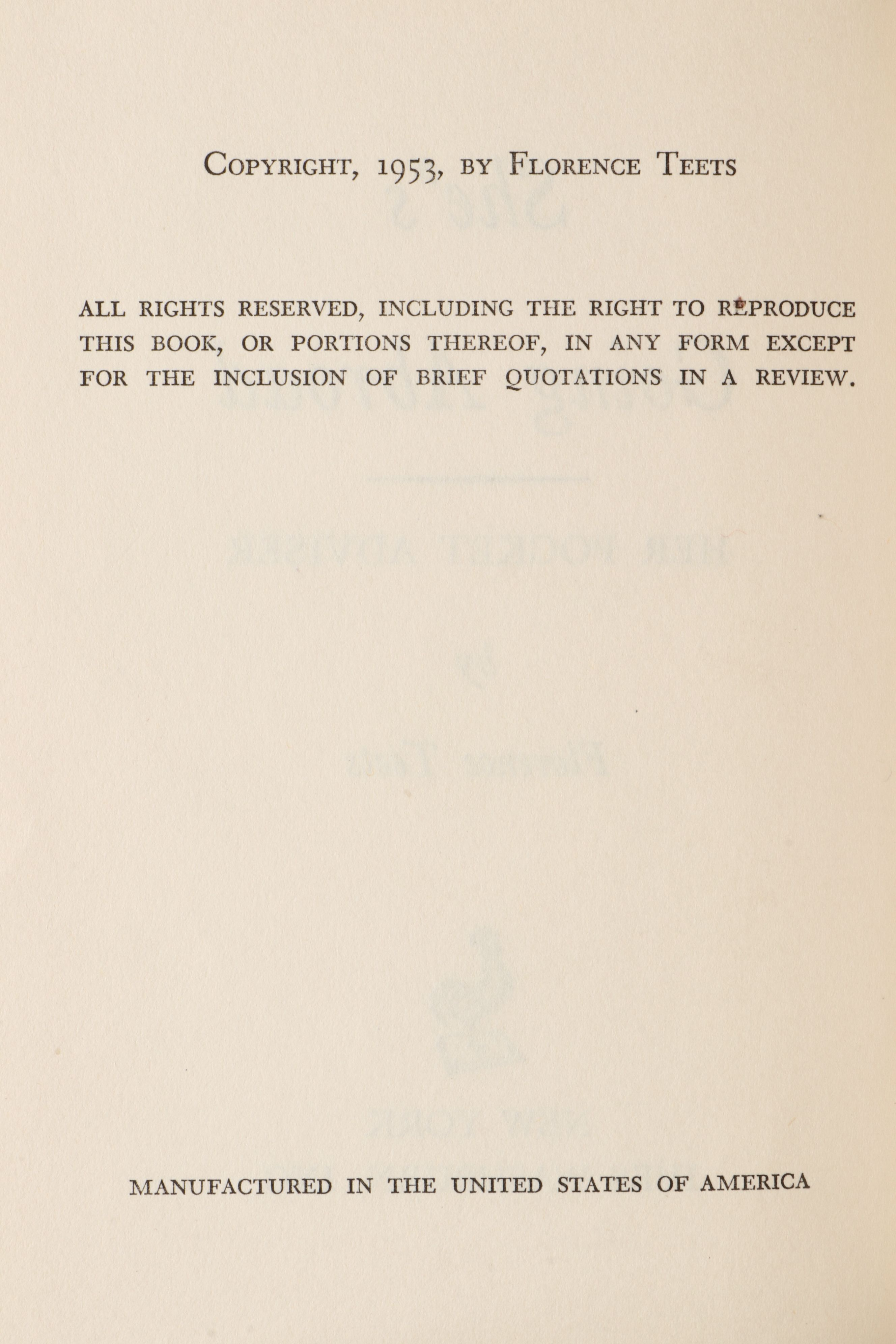 First Edition "She's Going Abroad: Her Pocket Adviser" by Florence Teets, 1953