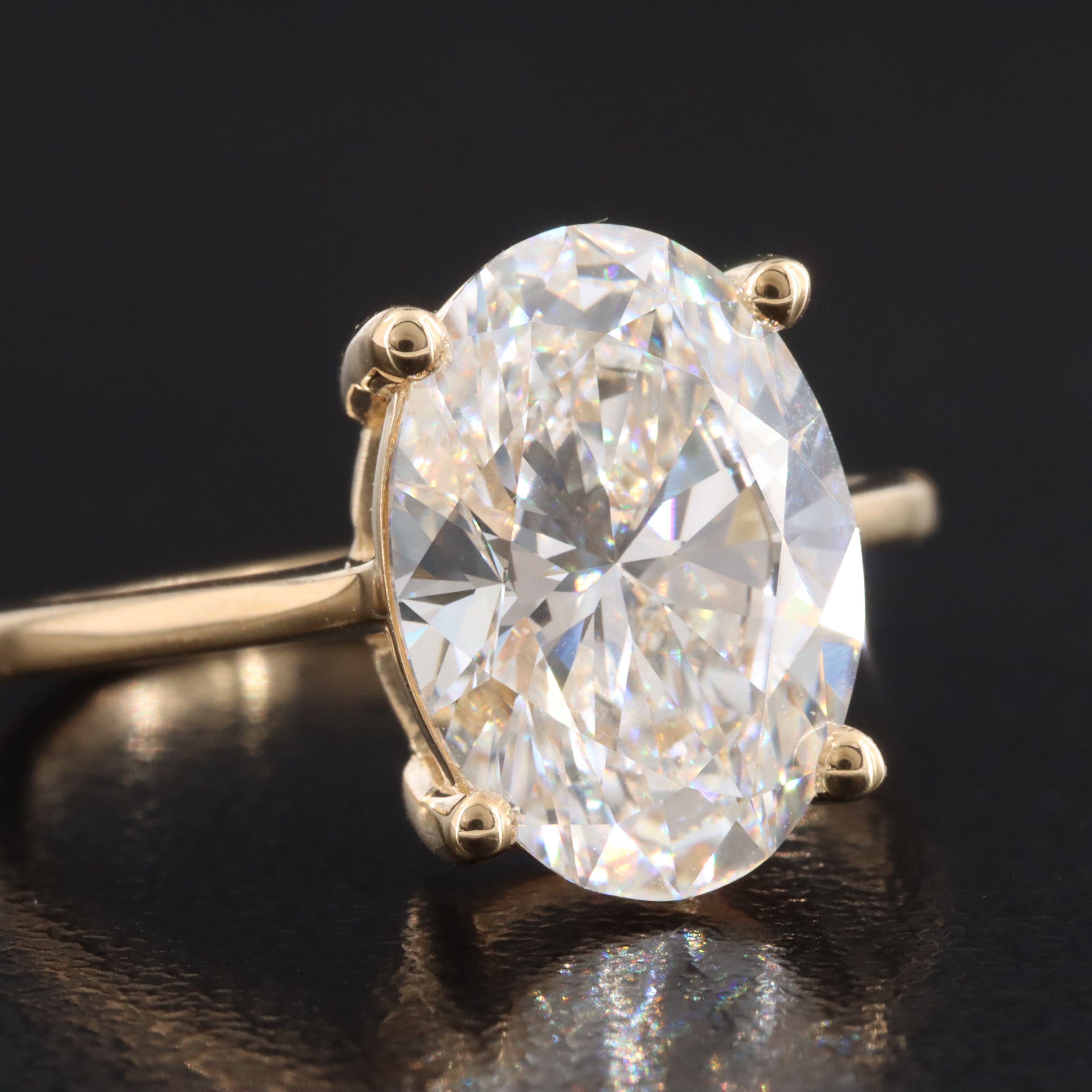 18K 4.10 CT Lab Grown Diamond Solitaire Ring with IGI Report