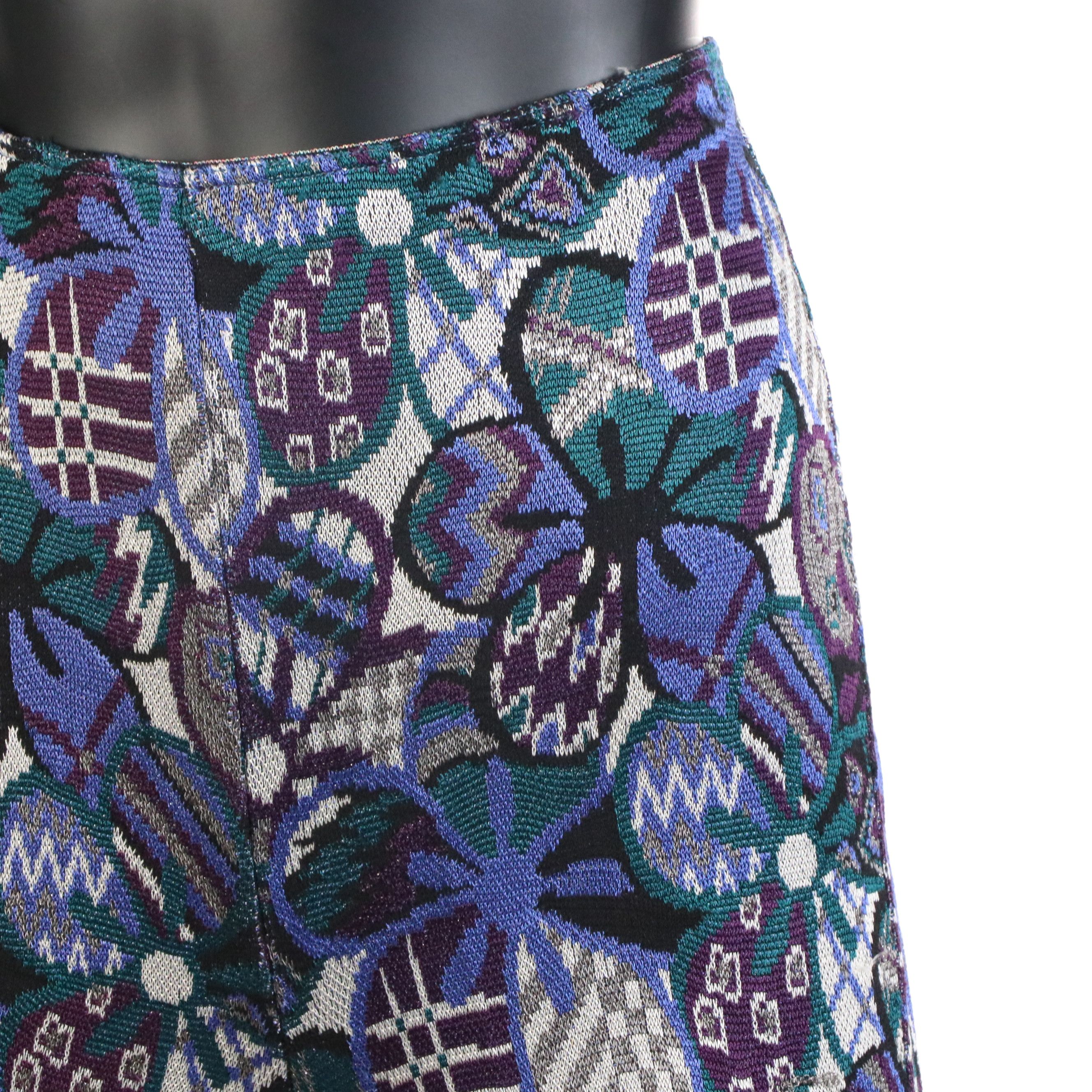 Missoni for Neiman-Marcus Geometric Floral Knit Pants in Cotton/Rayon Blend