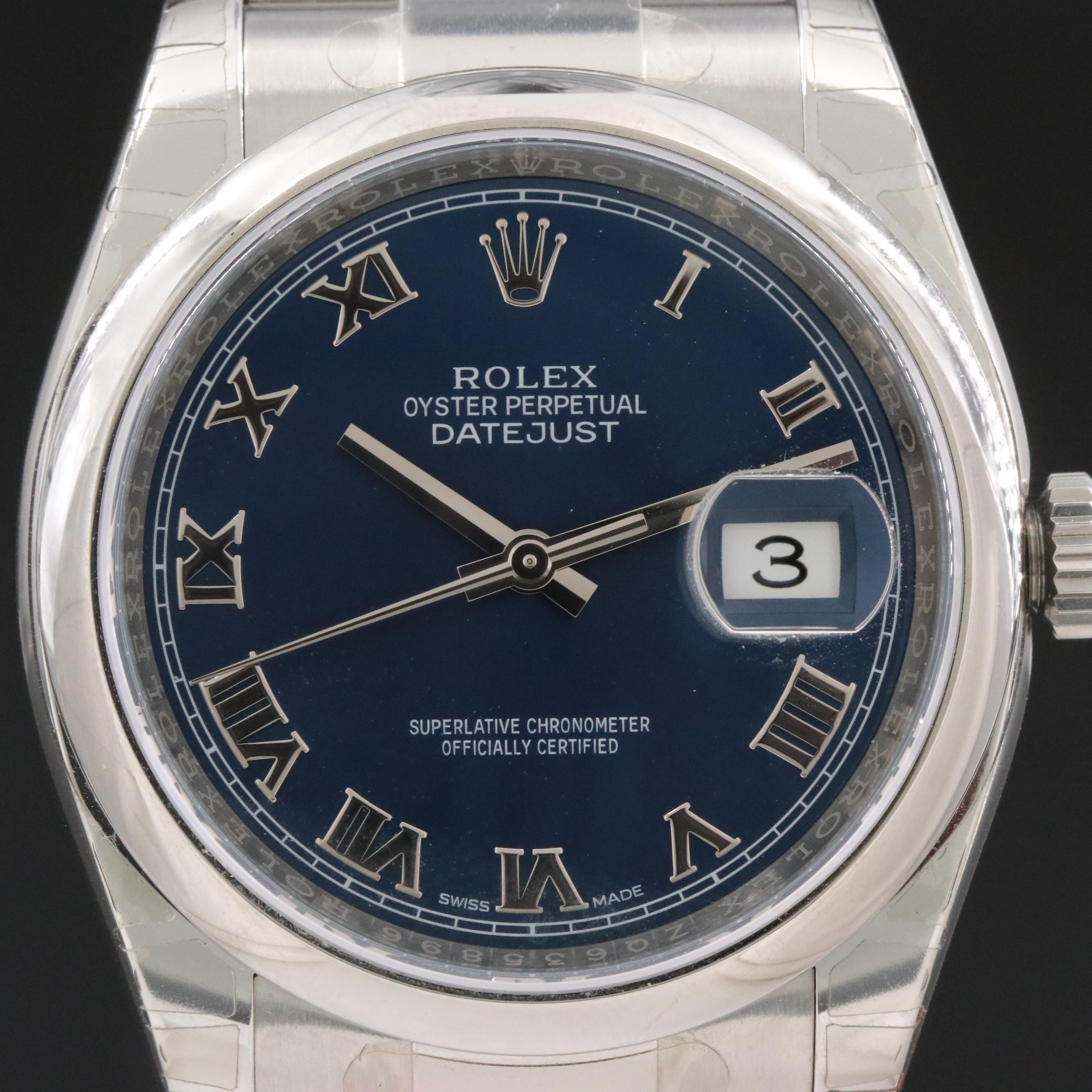 Rolex Datejust 36 Blue 116200 Service Award Watch