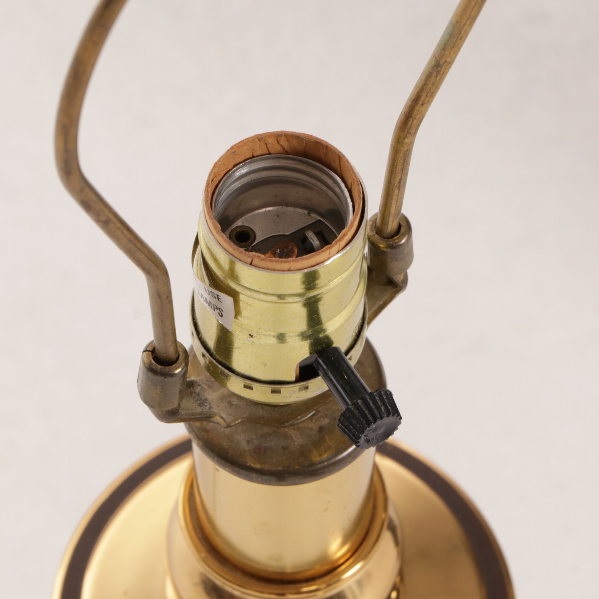 Stiffel Style Ceramic and Brass Table Lamps with Shirred Silk Shades