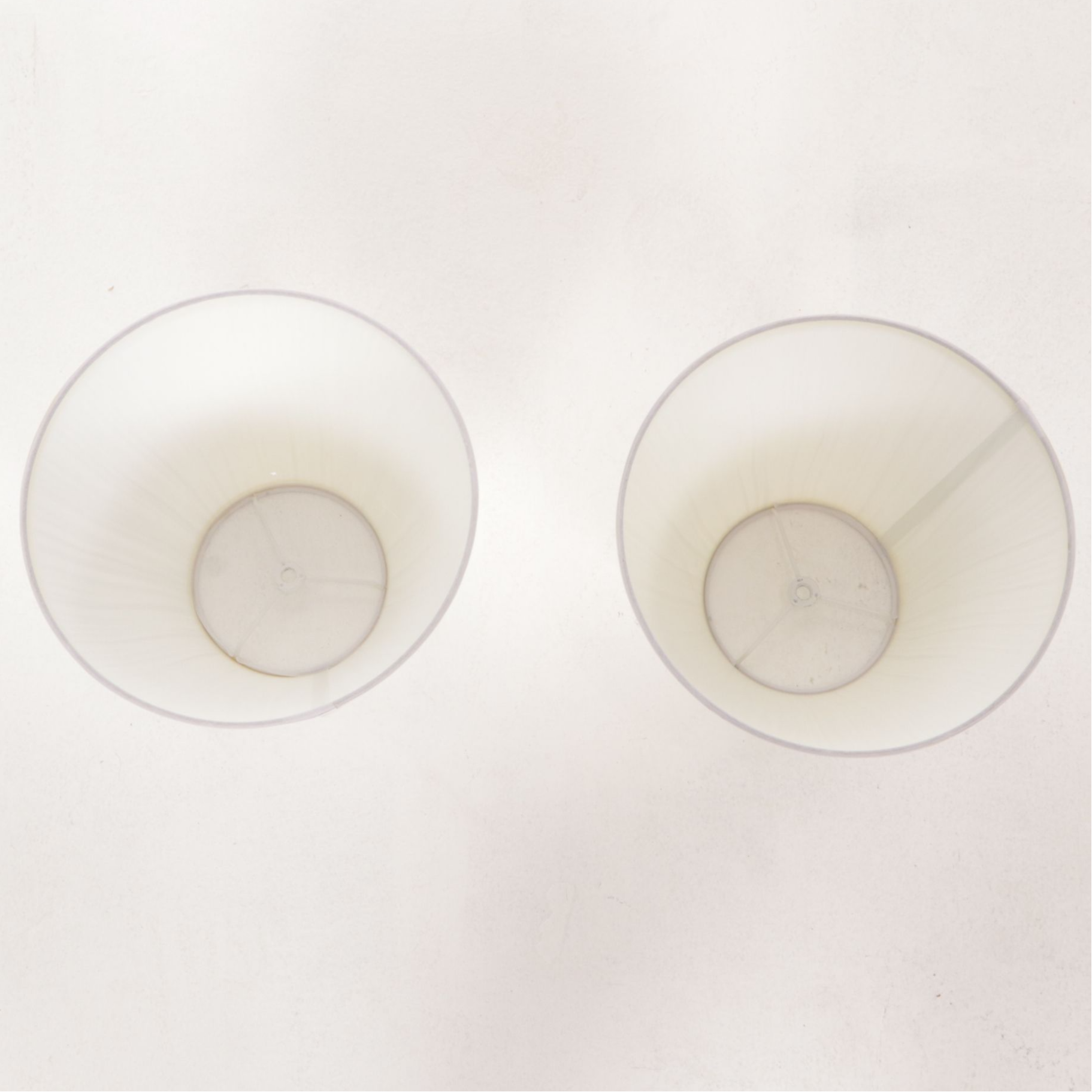 Stiffel Style Ceramic and Brass Table Lamps with Shirred Silk Shades