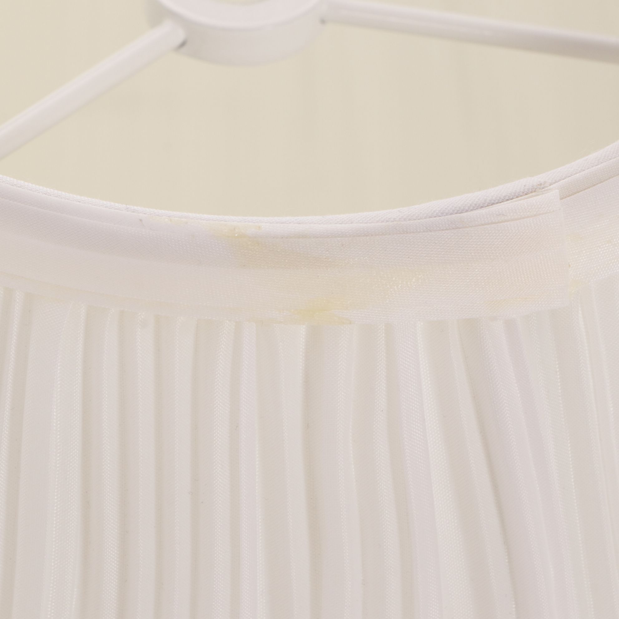 Stiffel Style Ceramic and Brass Table Lamps with Shirred Silk Shades