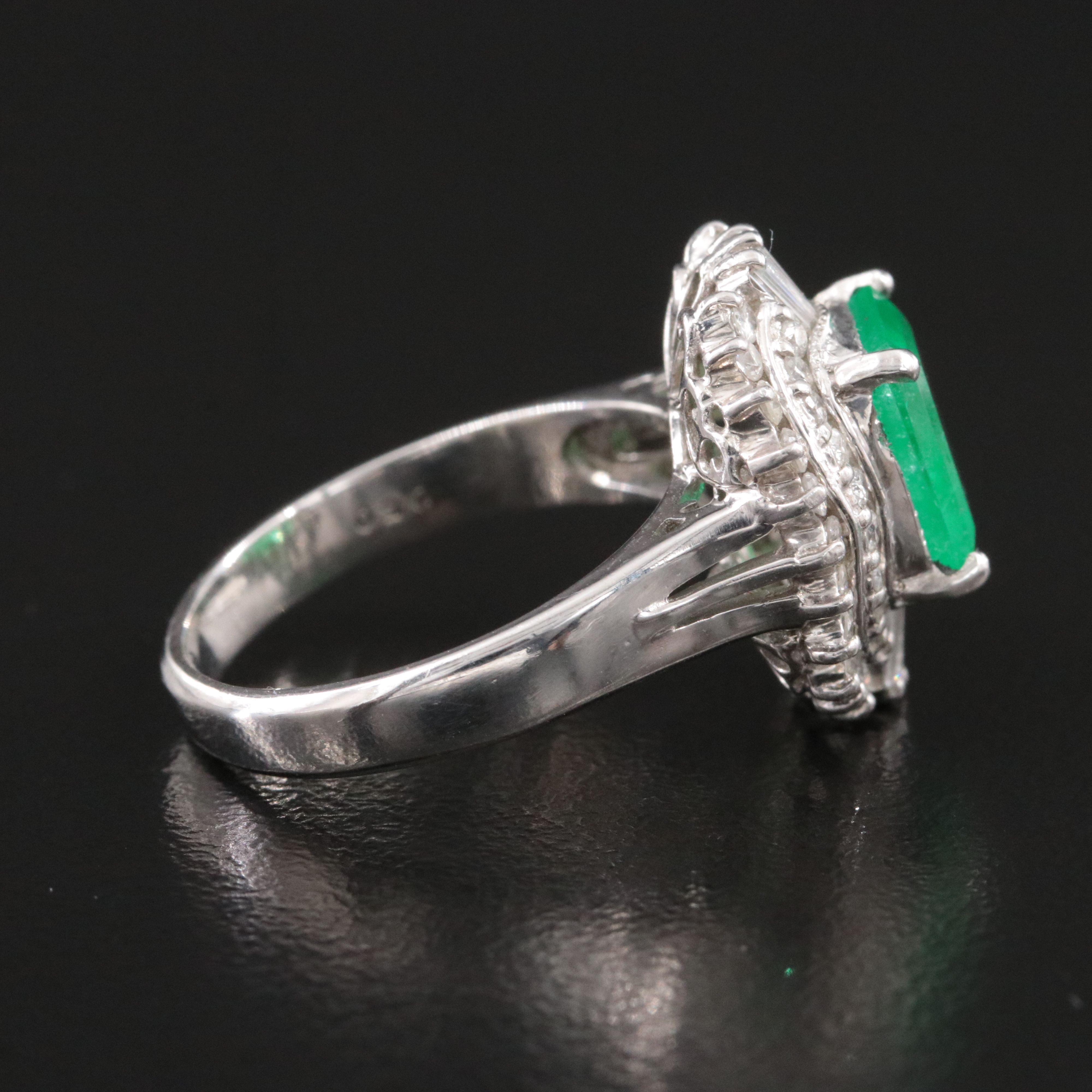 Platinum 2.07 CT Colombian Emerald and Diamond Ring with GIA Report