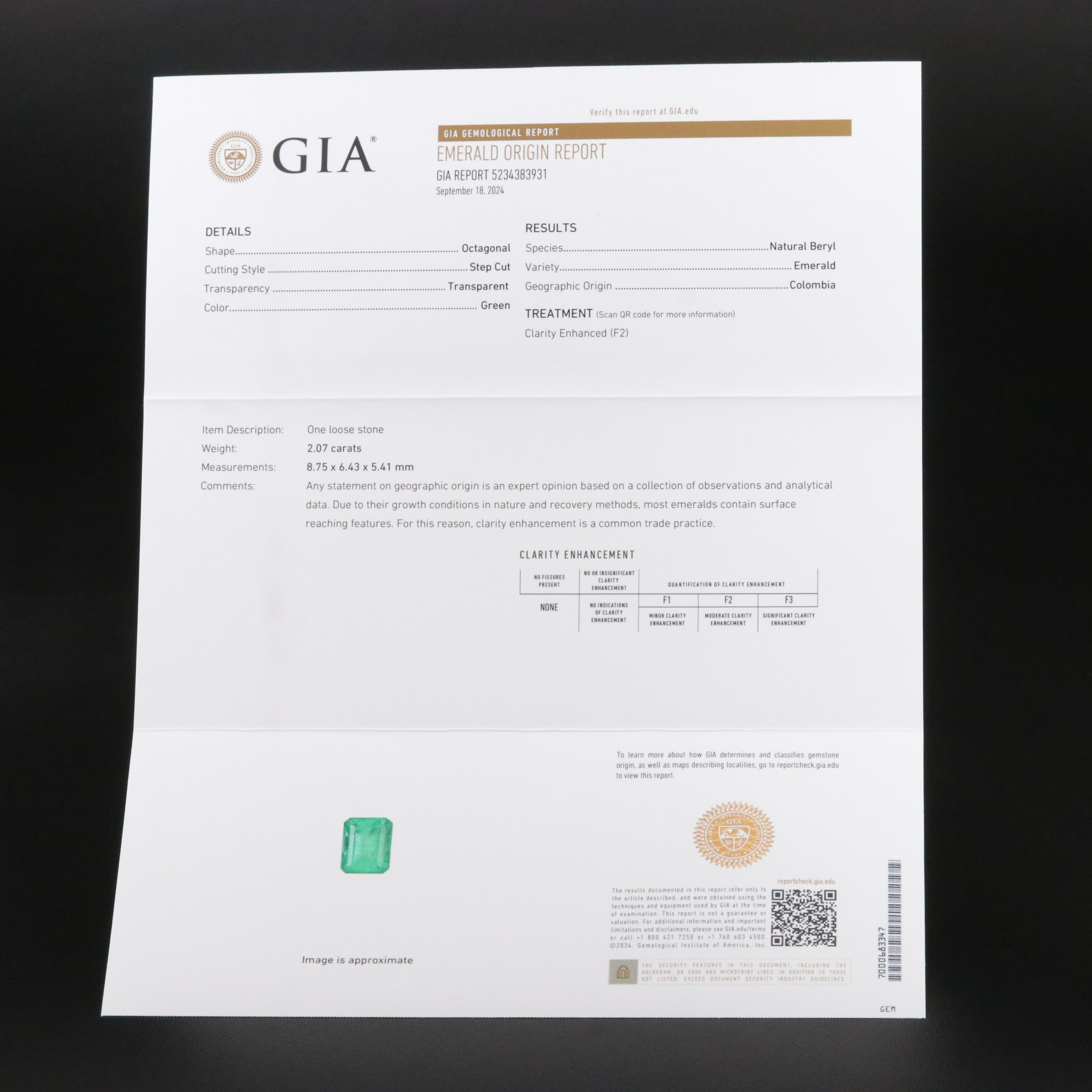 Platinum 2.07 CT Colombian Emerald and Diamond Ring with GIA Report