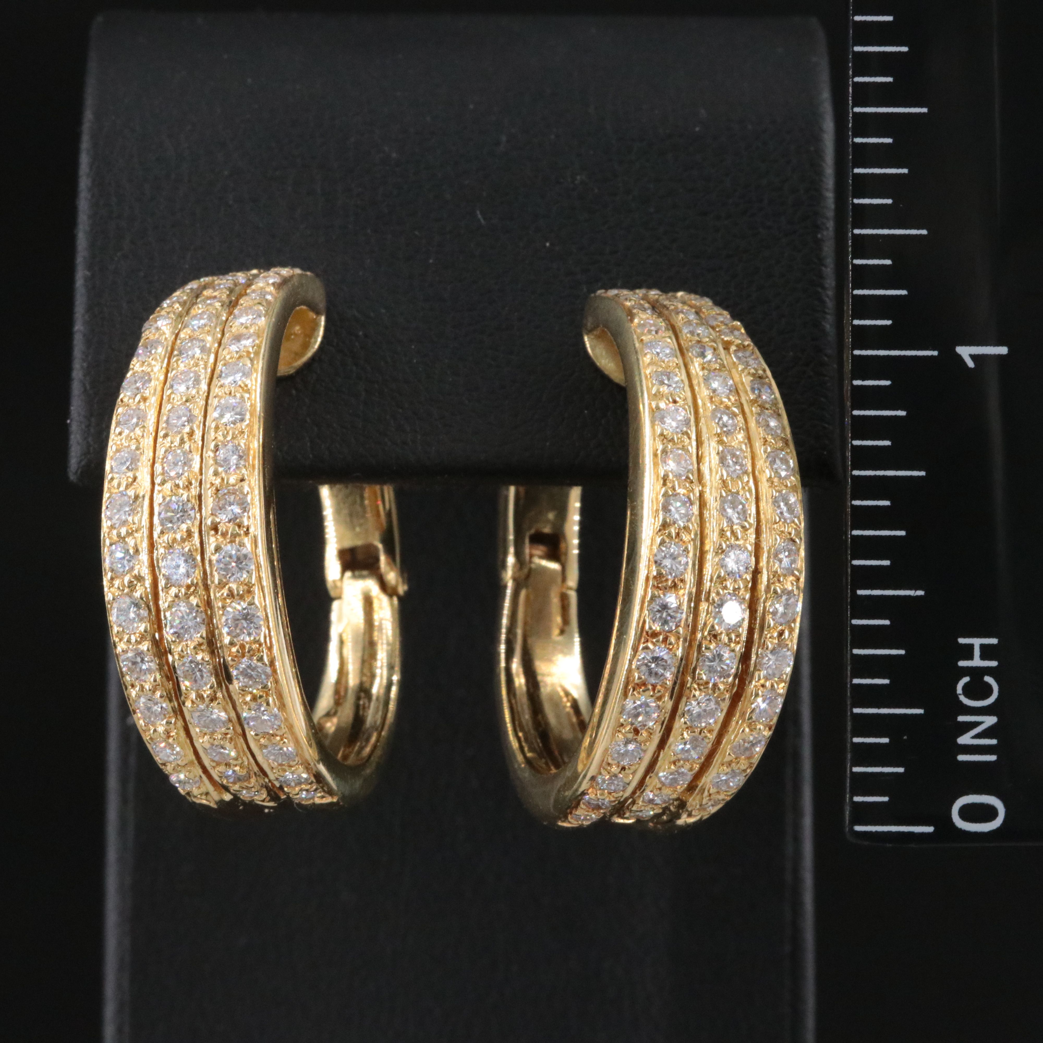 18K 2.50 CTW Diamond Hoop Earrings