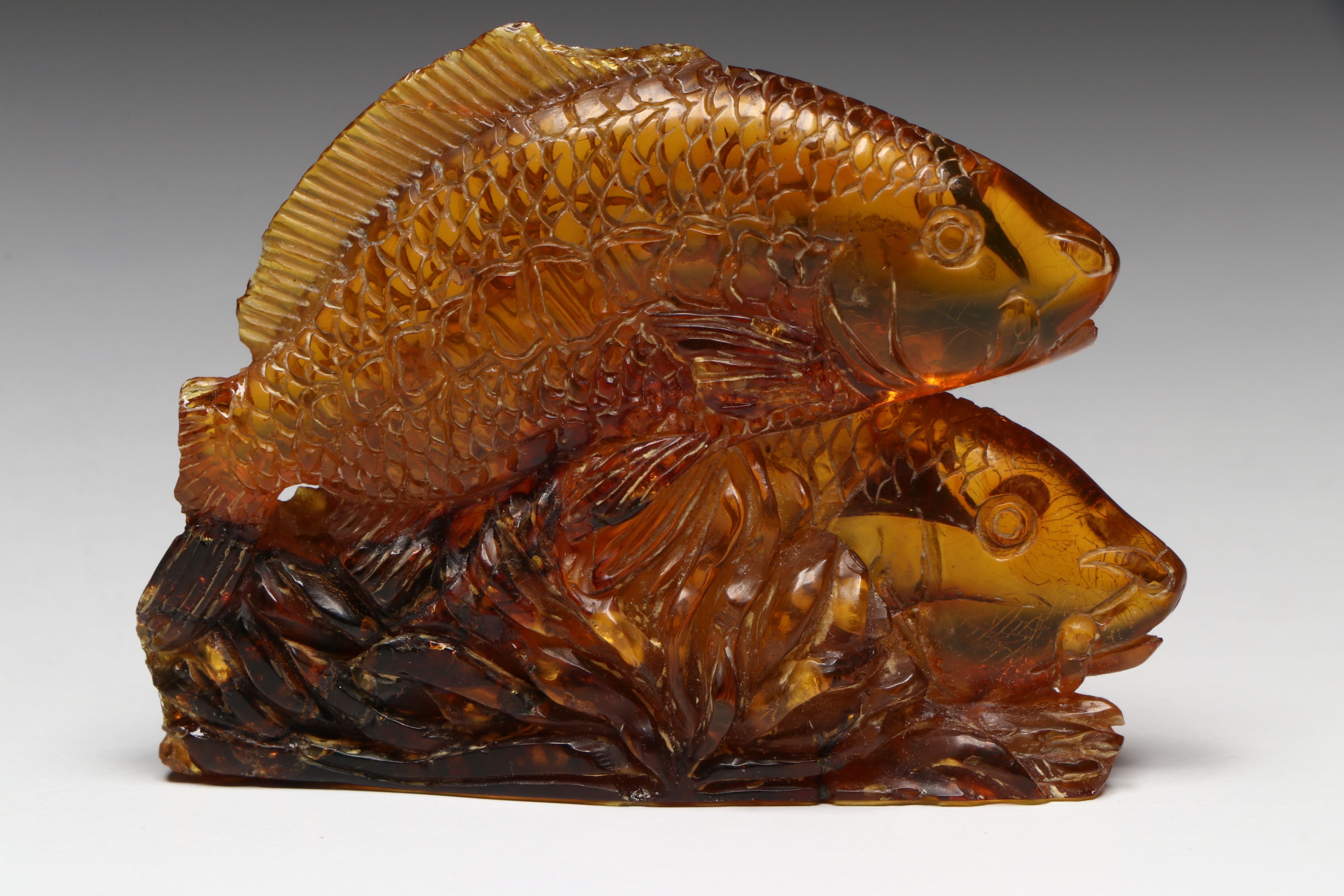 Chinese Carved Amber Fish
