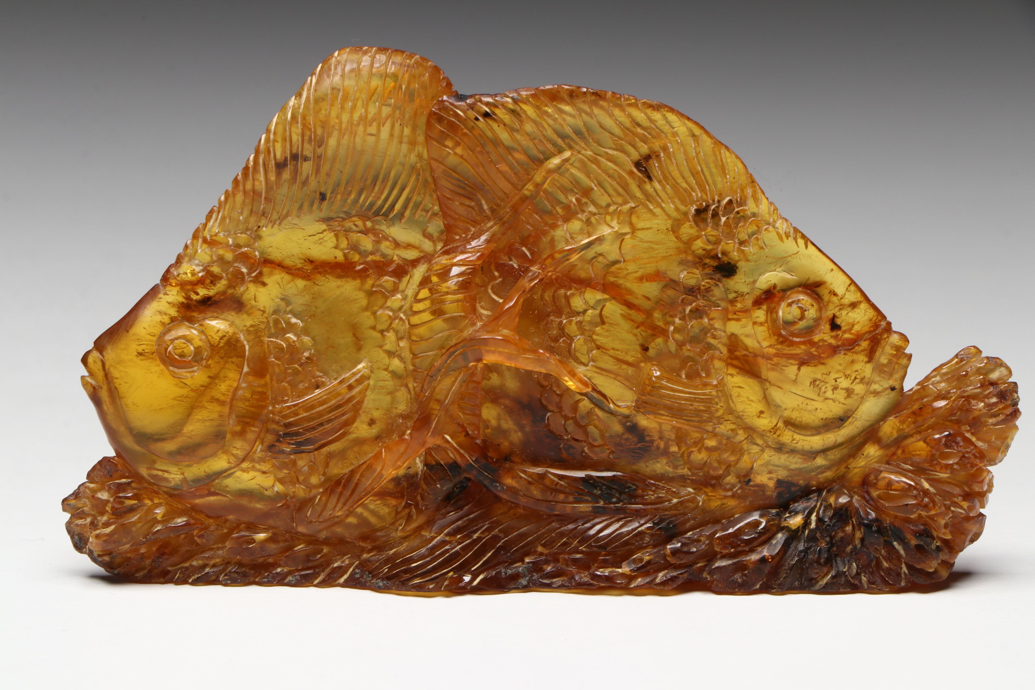 Chinese Carved Amber Fish